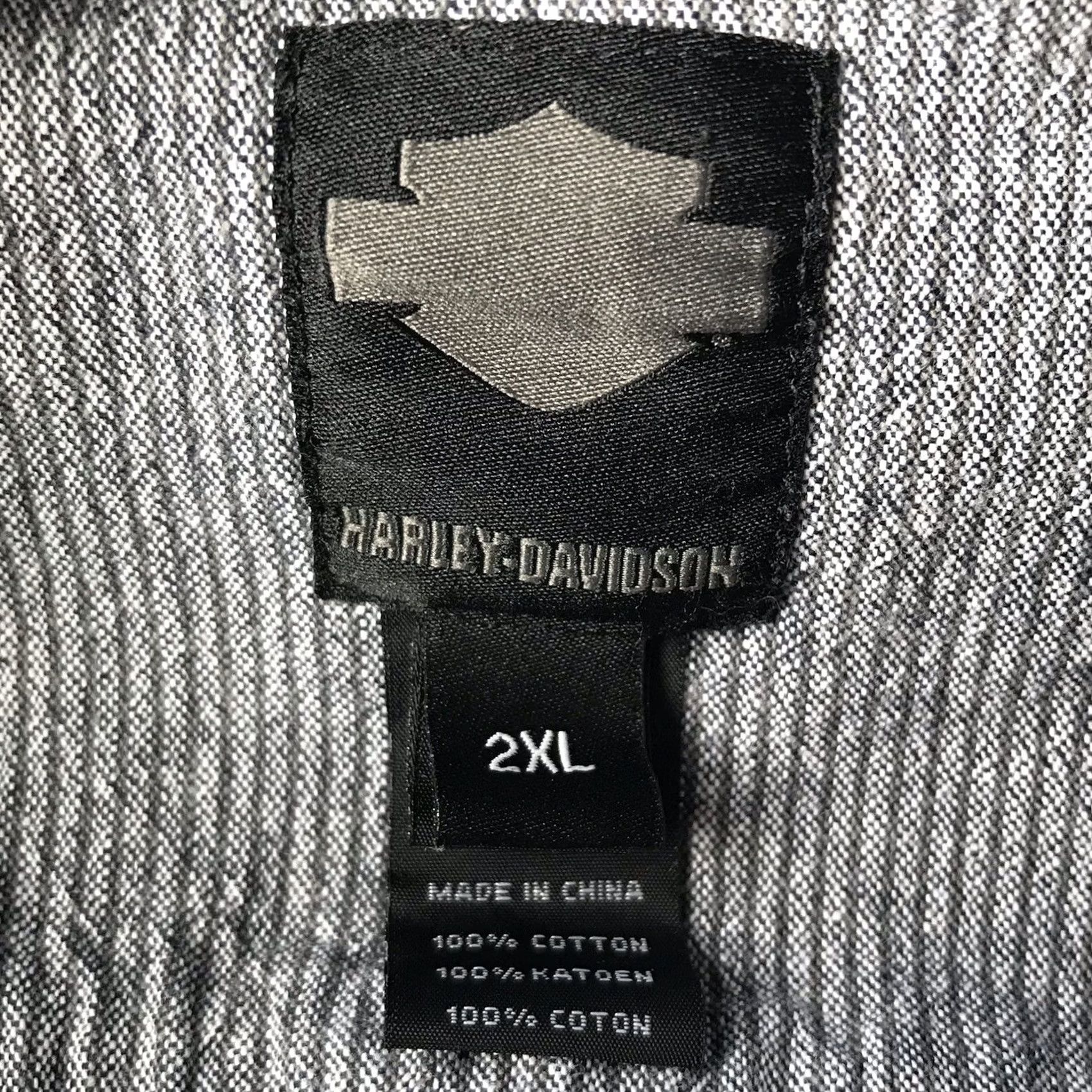 Harley Davidson Harley-Davidson Shirt Mens Button-Up Striped Short Sleeve 2XL Stone Gray Casual Workwear Size US XXL / EU 58 / 5 - 3 Thumbnail