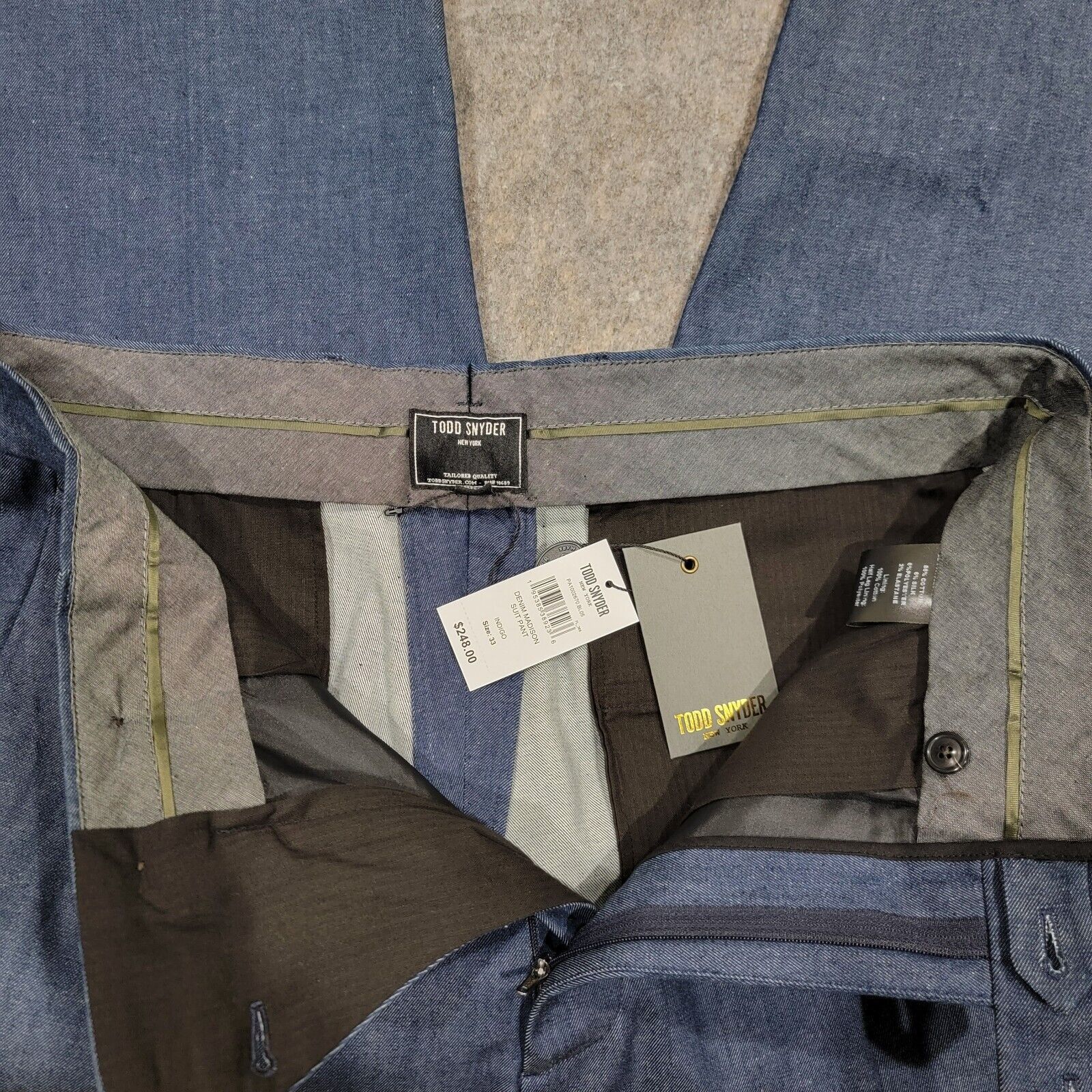Todd Snyder Todd Snyder Cotton Silk Denim Madison Suit Pants Size US 33 - 8 Thumbnail