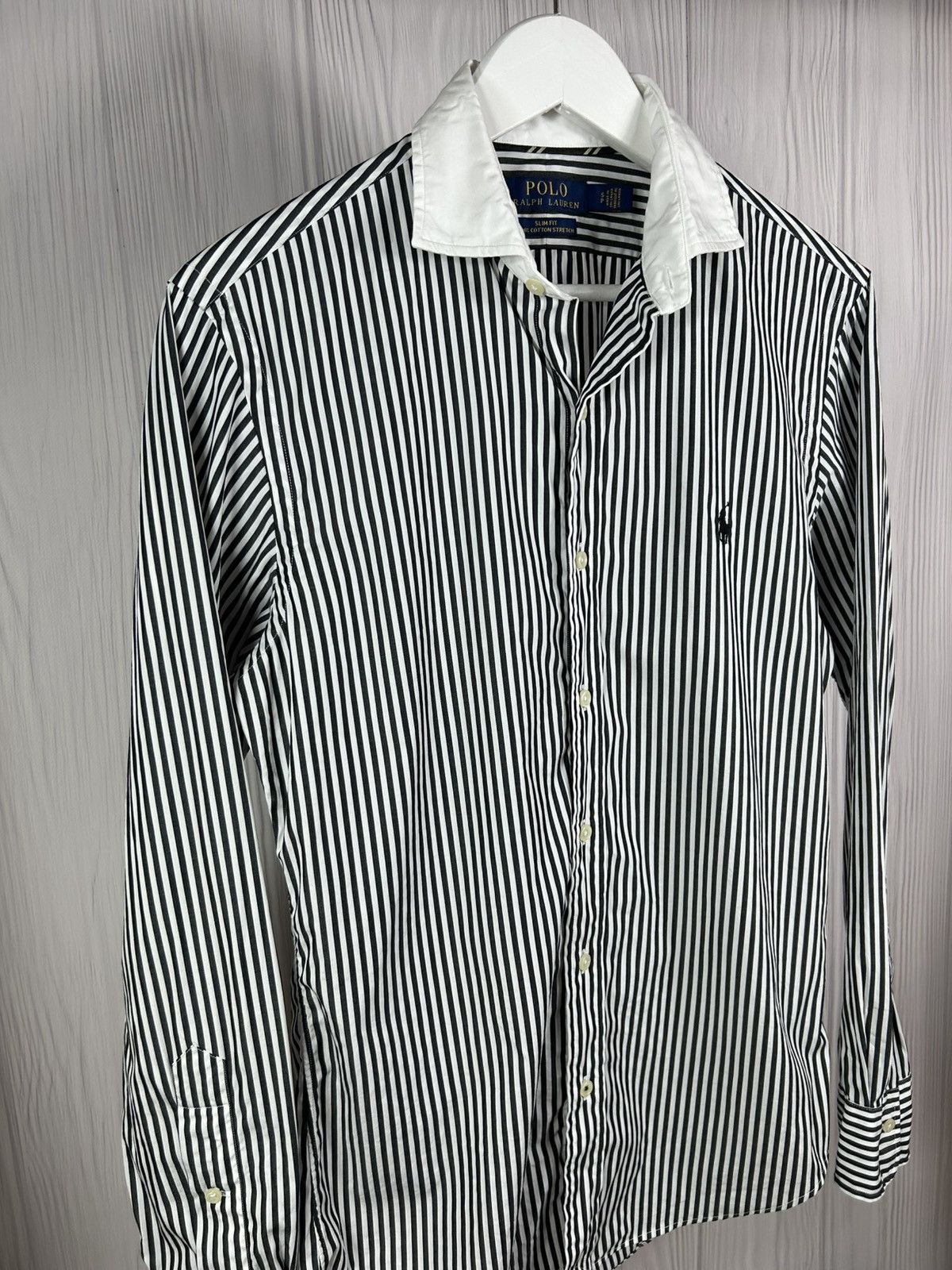 Polo Ralph Lauren Polo Ralph Lauren Black/White Slim Fit Cotton Stretch Shirt Size US S / EU 44-46 / 1 - 2 Thumbnail