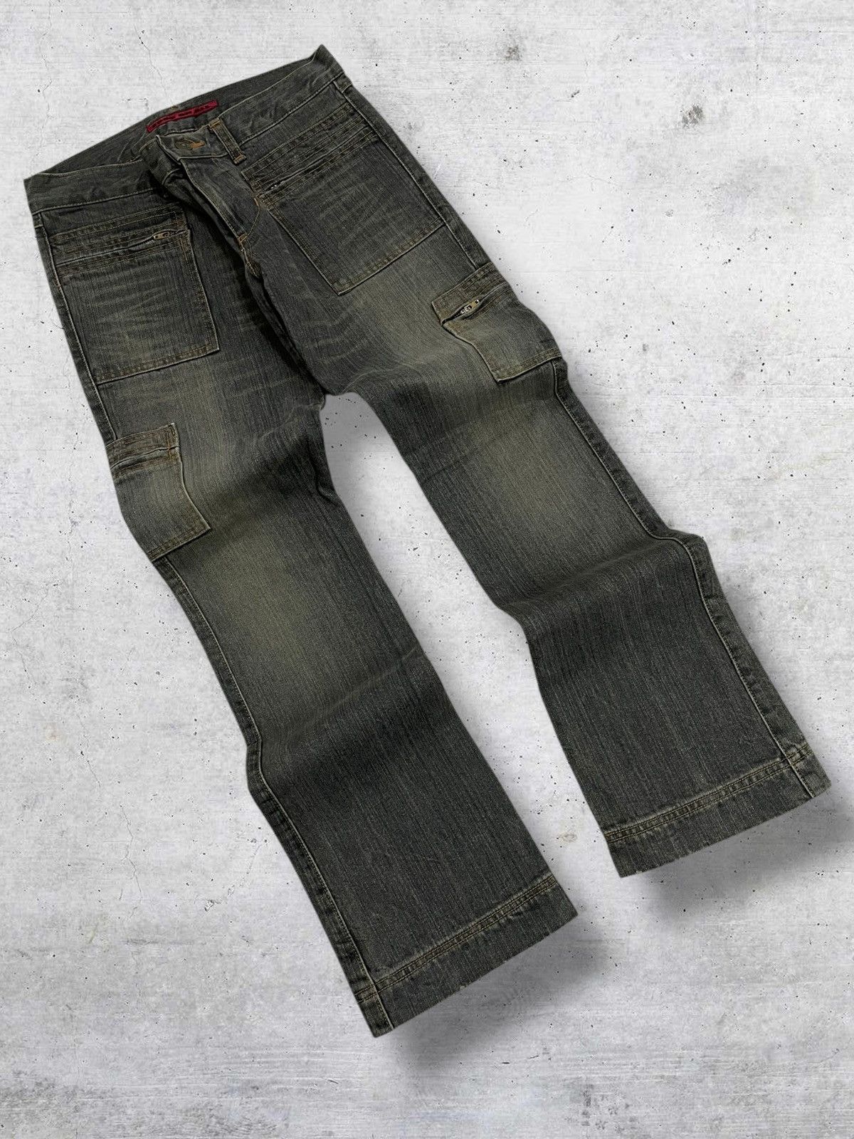 Tornado Mart VINTAGE EDGE ON ALL JAPAN DESIGNER 90S FLARED MUDWASH DENIM Size US 29 - 2 Thumbnail