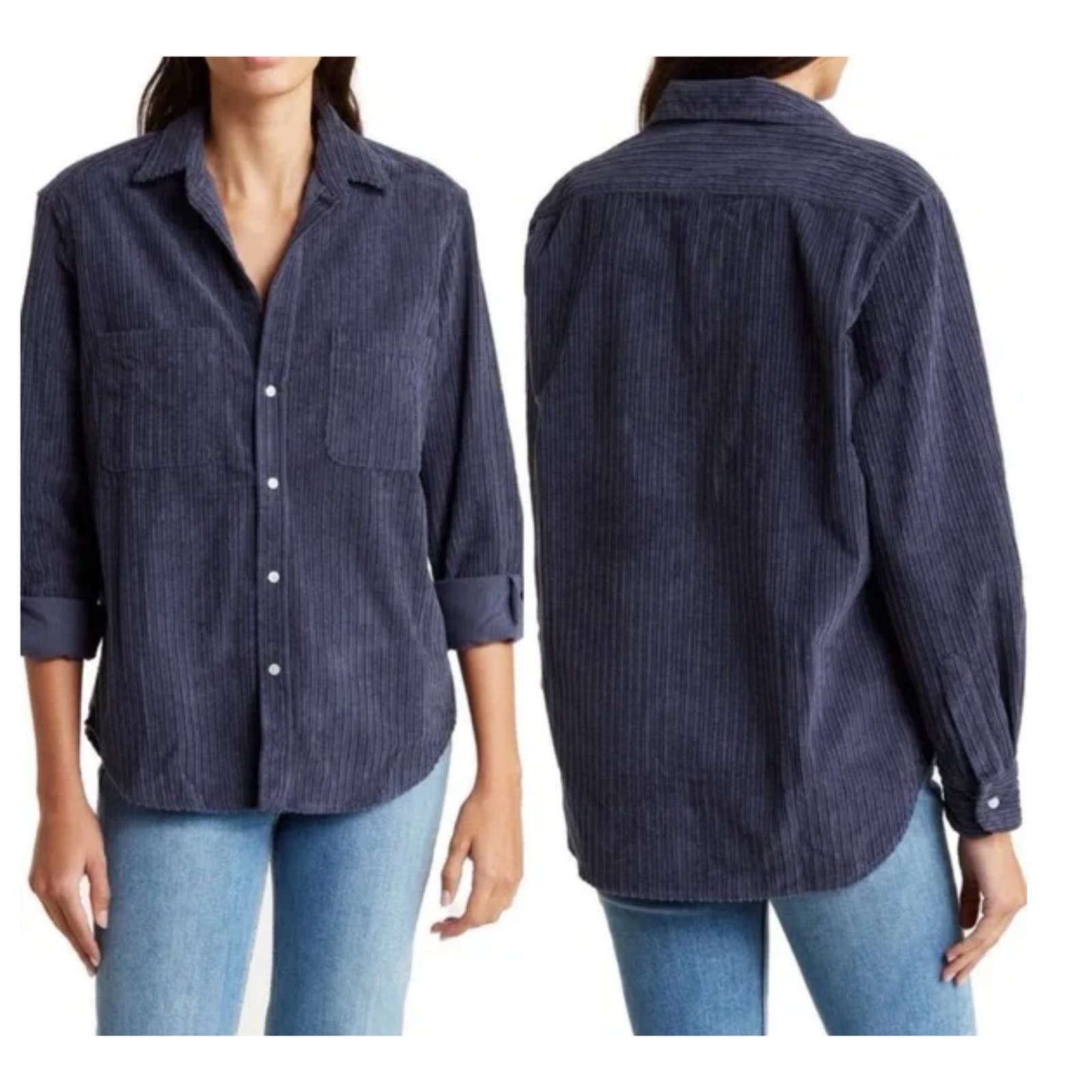 image of Frank Eileen Frank & Eileen Eileen Corduroy Button-Up Shirt Size Xs in Blue, Women's