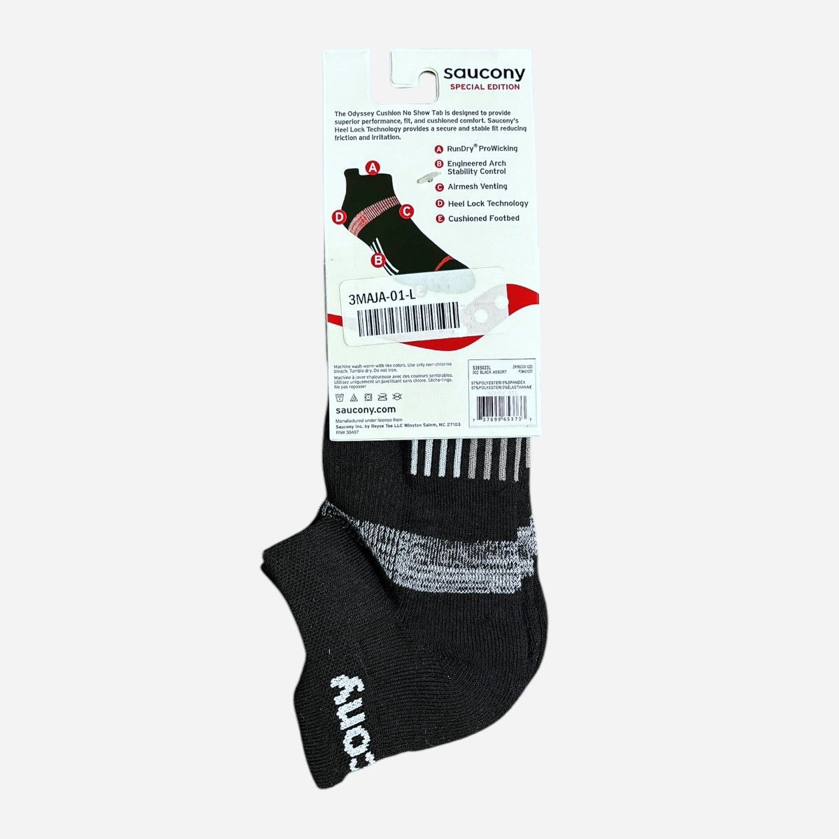 Saucony Saucony Odyssey SE Men’s No Show RunDry Cushion 3 Pair L Size ONE SIZE - 2 Thumbnail