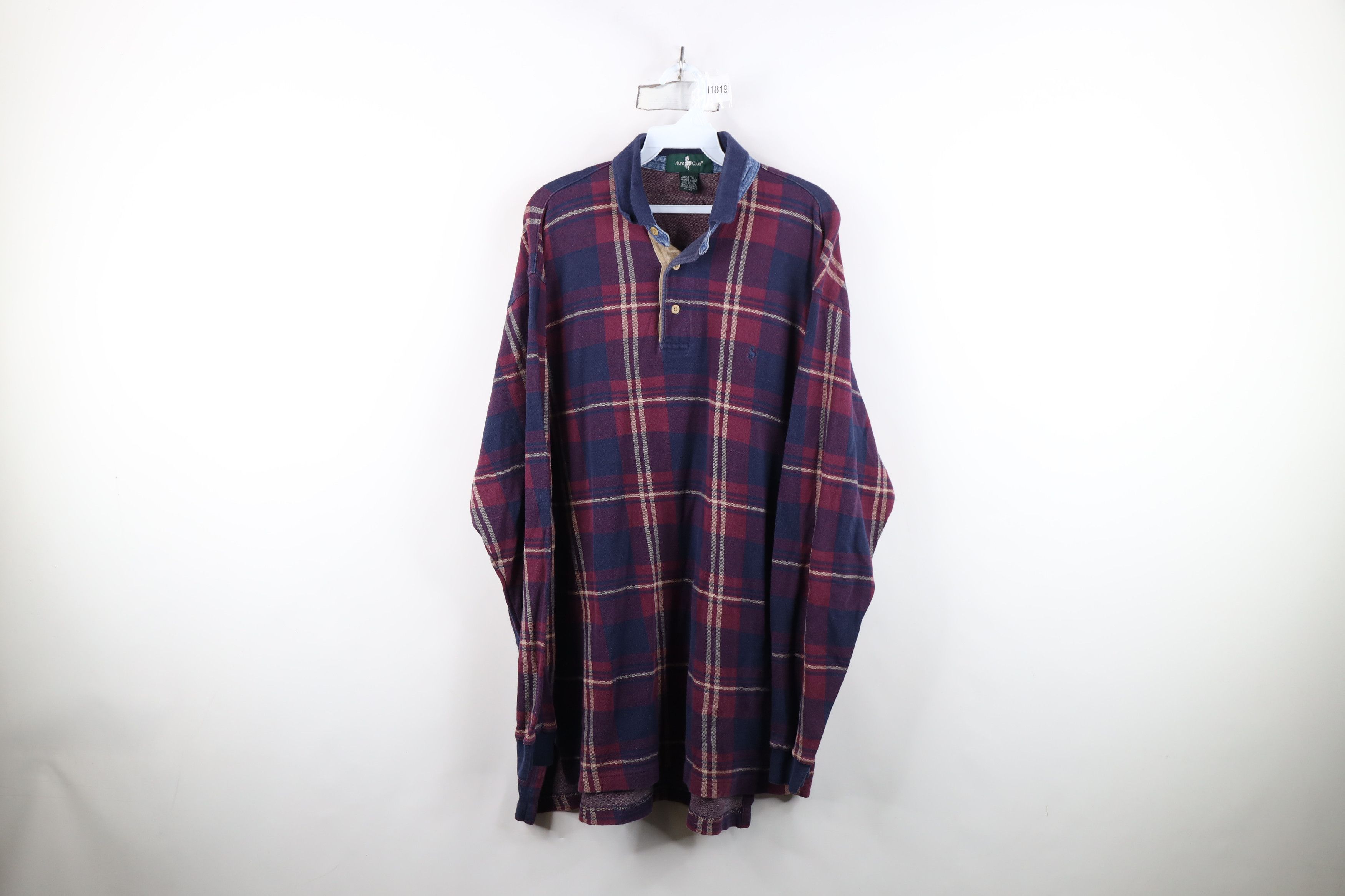 Vintage Vintage 90s Streetwear Collared Long Sleeve Rugby Polo Plaid Size US L / EU 52-54 / 3 - 1 Thumbnail