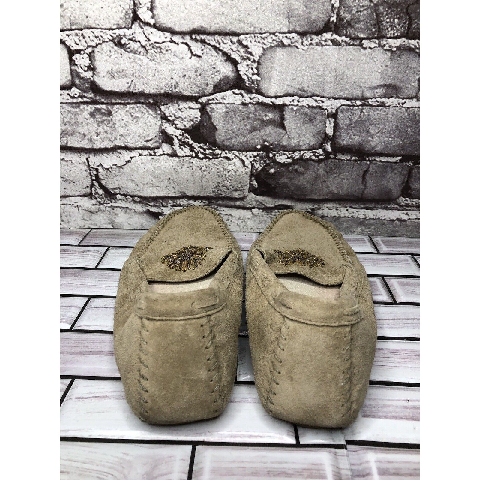 Hush Puppies Hush Puppies Beige Leather Gem Handsewn Loafers Driving Shoe Size US 7.5 / IT 37.5 - 4 Thumbnail