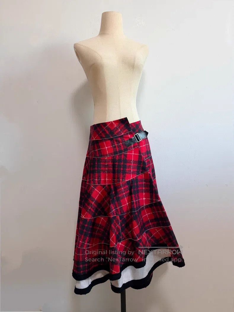 Comme des Garcons Comme Des Garcons size S Red Grid Skirt Size 22" - 3 Thumbnail