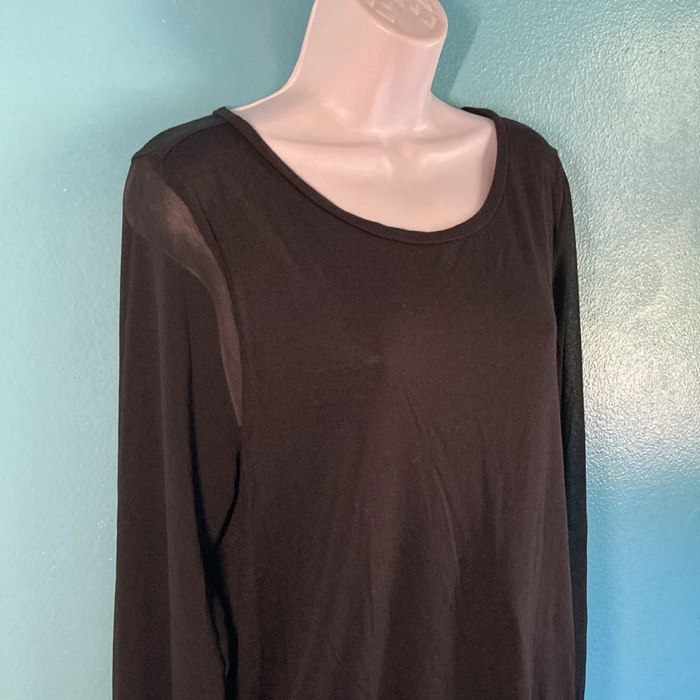 Haute Hippie Haute Hippie Size L Black Modal Pullover Top Sheer Sleeve Size L / US 10 / IT 46 - 4 Thumbnail