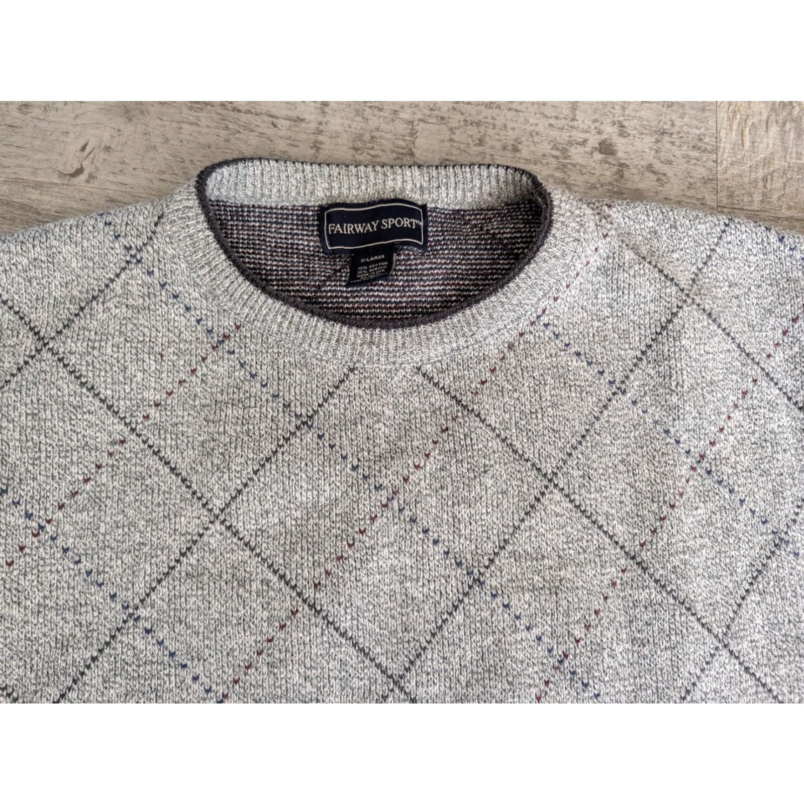 Vintage VINTAGE Fairway Sport Argyle Sweater Mens XL Crew Neck Golf USA Made Gray Knit Pullover Size US XL / EU 56 / 4 - 2 Thumbnail