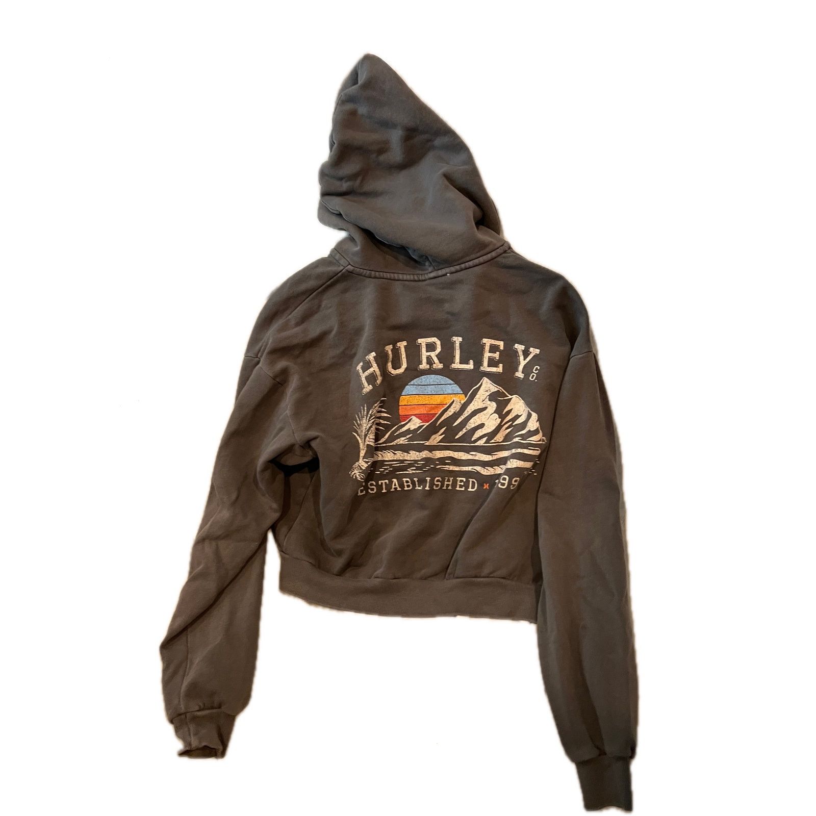 Hurley Hurley Cropped Gray Beige Pullover Hoodie Womans XS Size XS / US 0-2 / IT 36-38 - 2 Thumbnail