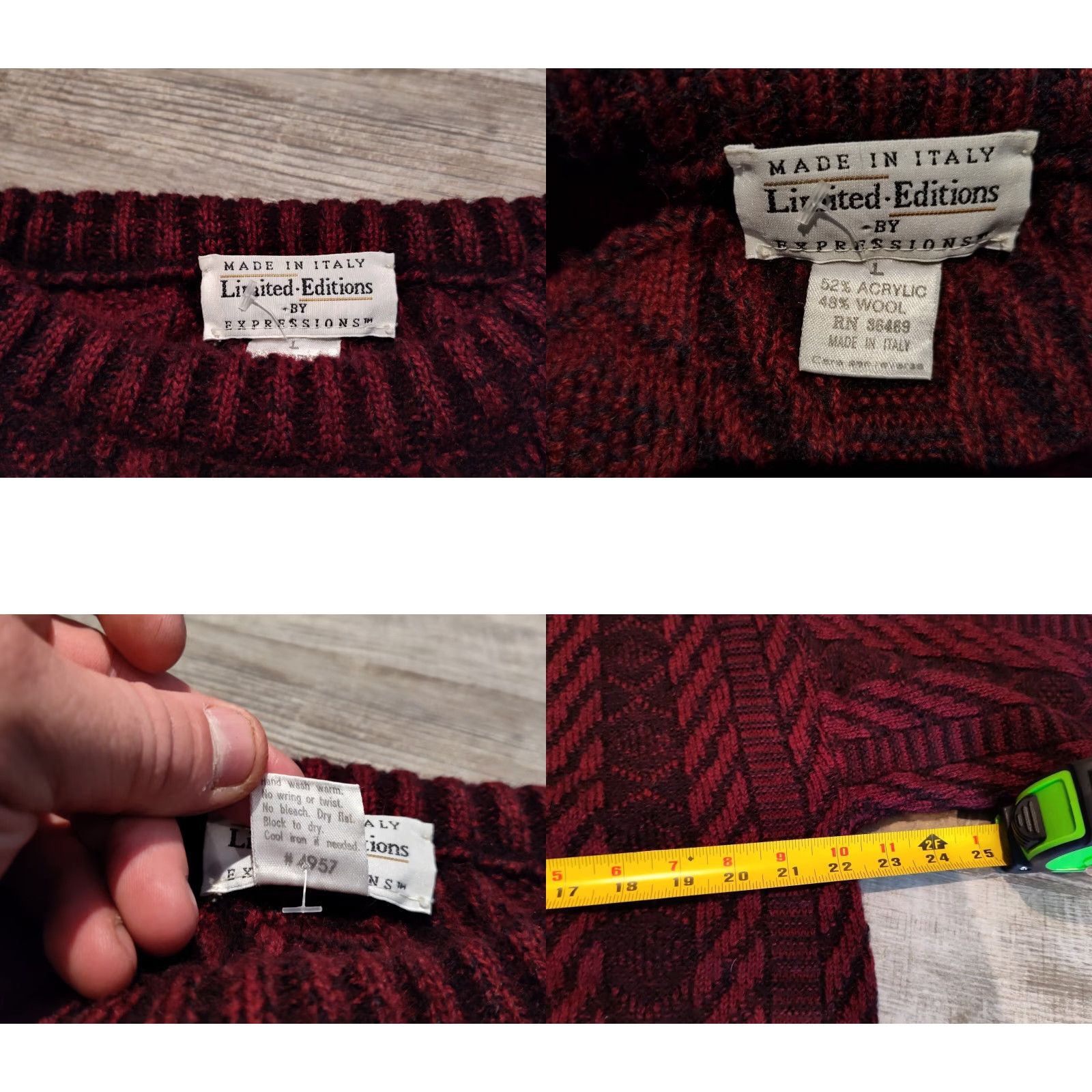 Vintage VINTAGE Limited Editions Wool Blend Cable-Knit Sweater Men's Large Red Made in Italy 90s Classic Size US L / EU 52-54 / 3 - 8 Thumbnail