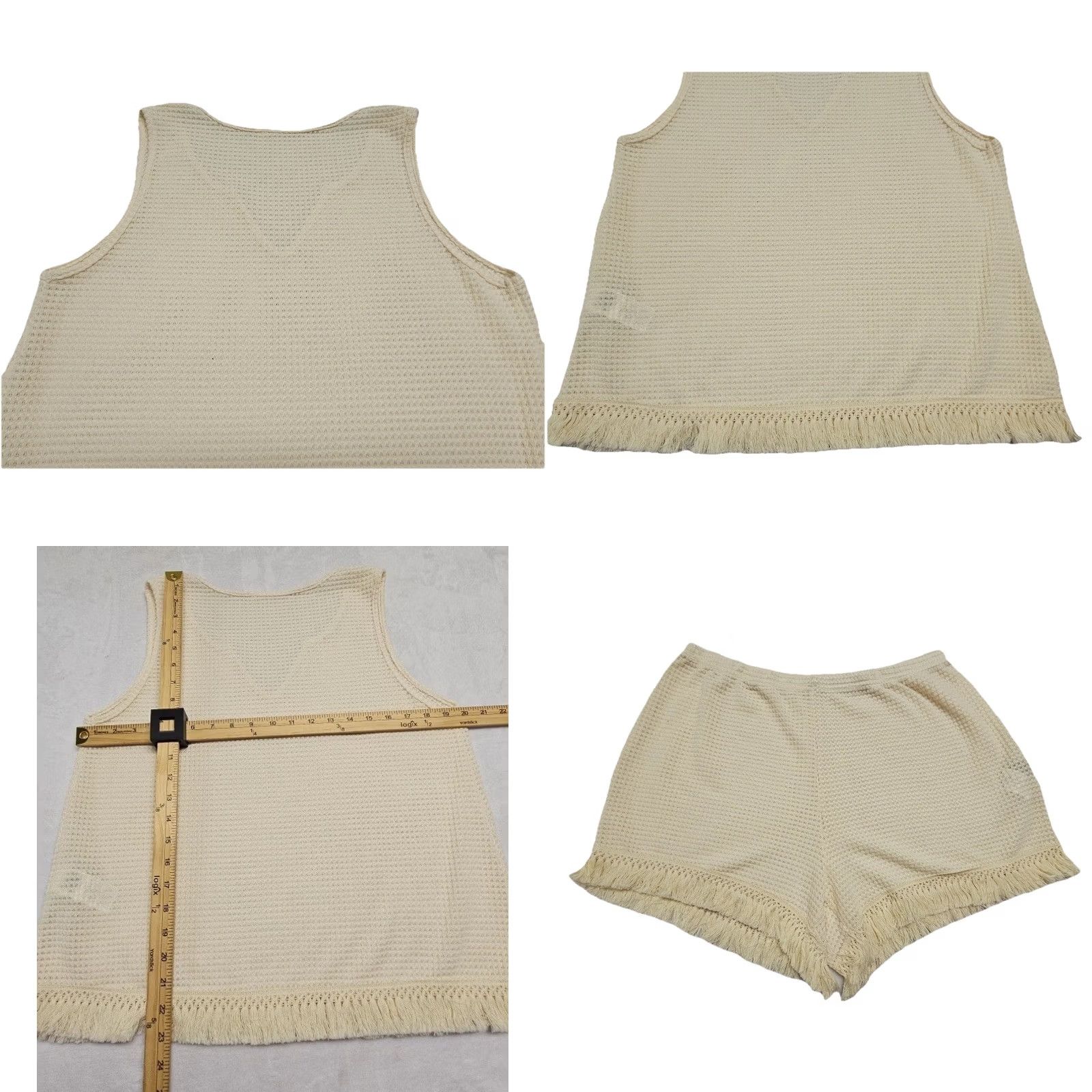 Shein Shein Lounge 2 Piece Set Tank Top Shorts Fringe Boho Cream Ivory XL Women Size XL / US 12-14 / IT 48-50 - 8 Thumbnail