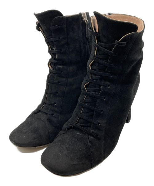 Miu Miu MIU MIU Lace Up Suede Boots Black 23cm Size US 6 / IT 36 - 1 Thumbnail