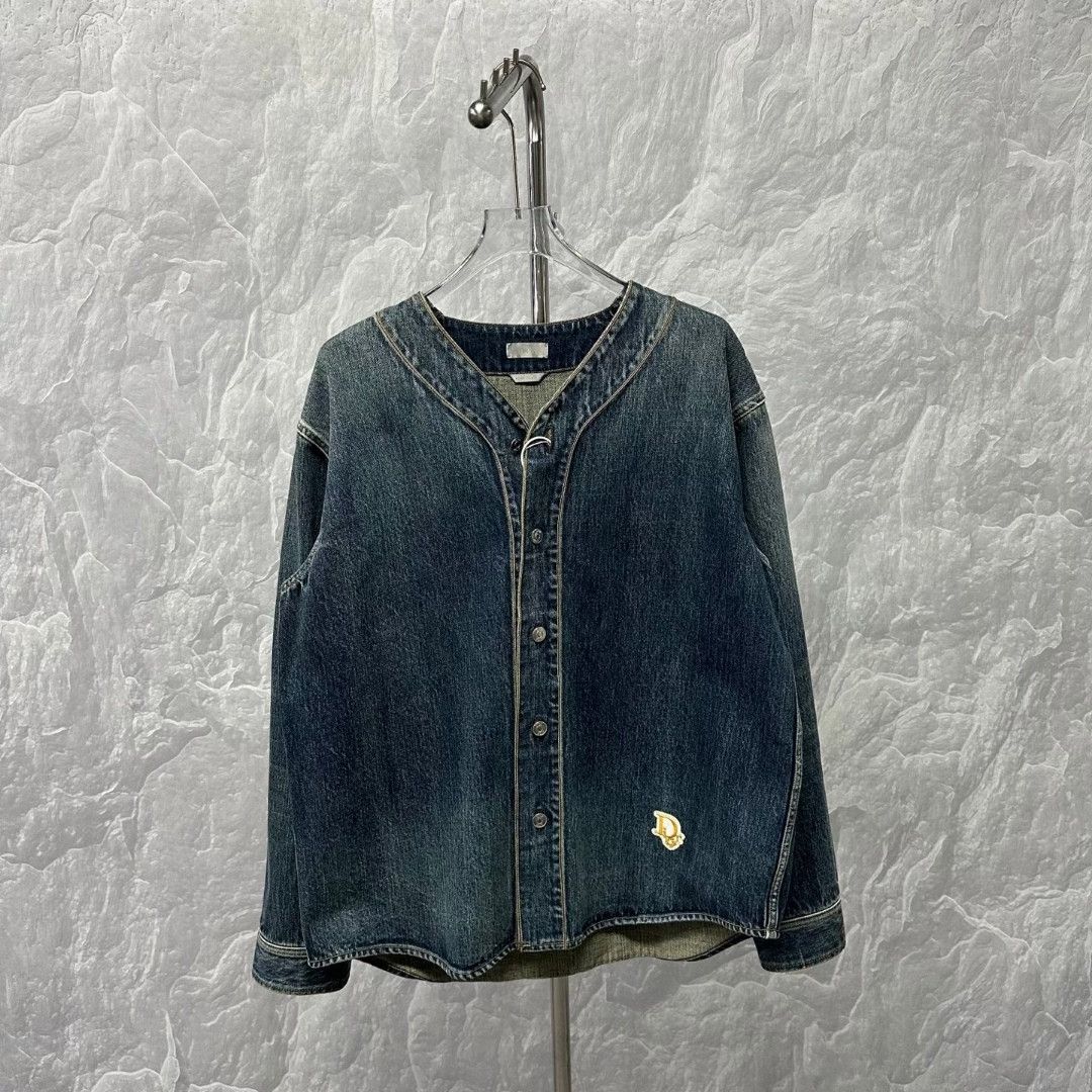 Dior dior denim tears baseball jacket with no collar Size US L / EU 52-54 / 3 - 1 Thumbnail