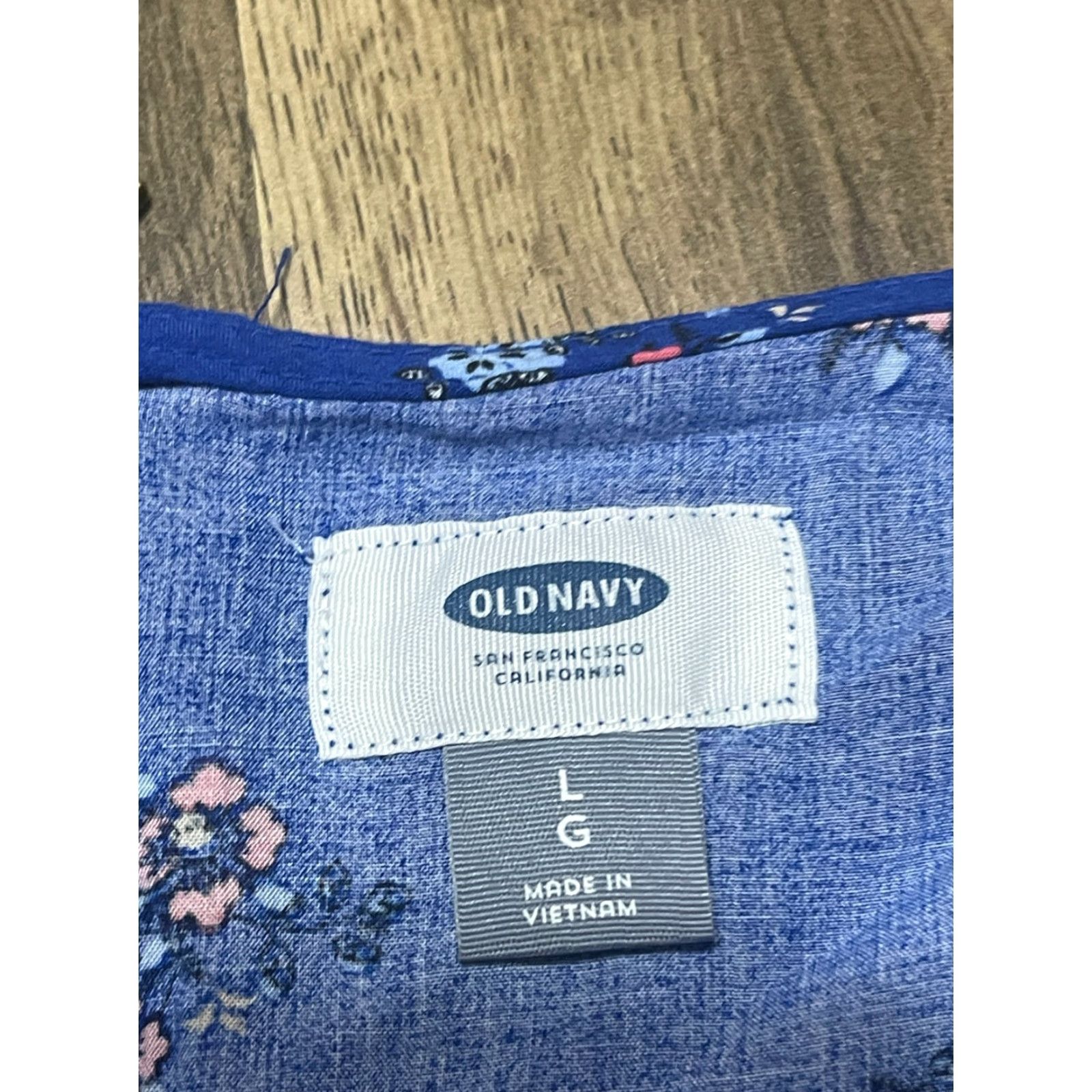 Old Navy Old Navy Dress Women L Back Blue Red Floral 3/4 Sleeve Zip Up Shirt Dress Size L / US 10 / IT 46 - 5 Thumbnail