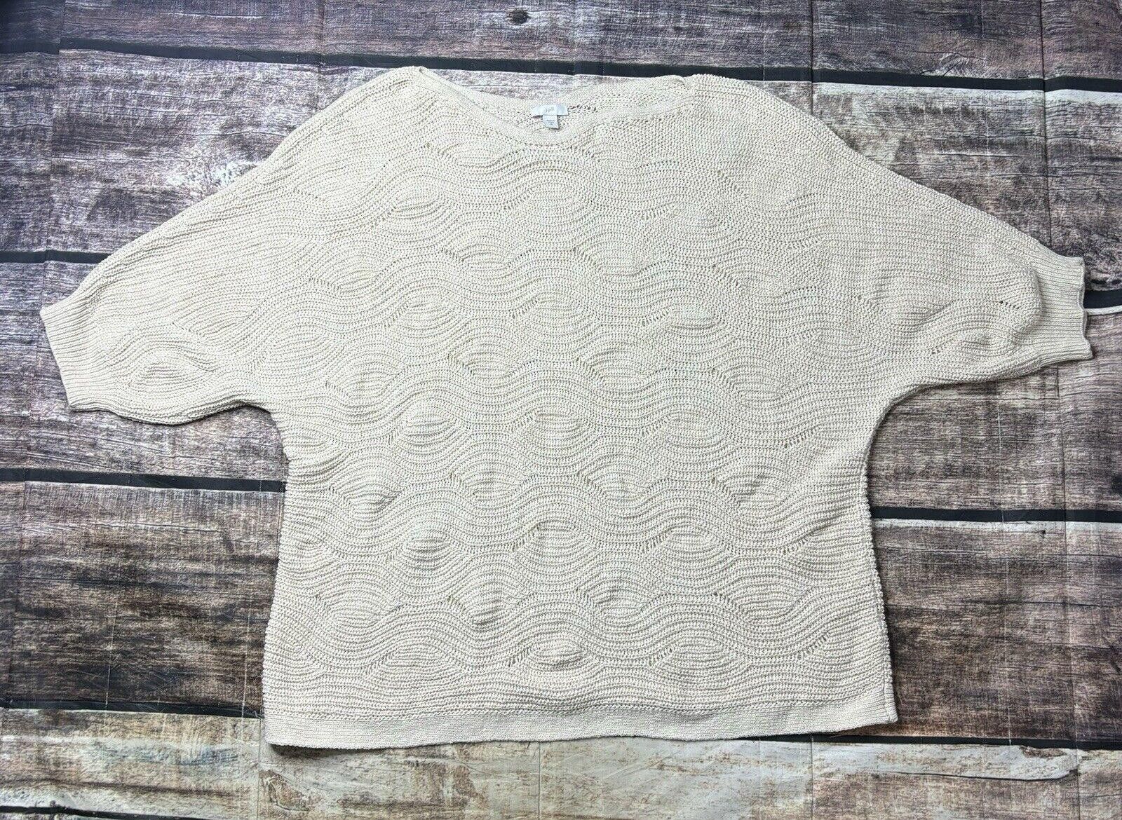 Other J Jill Sweater Women's XL Chunky Knit 3/4 Sleeve Wavy Cotton Size XL / US 12-14 / IT 48-50 - 1 Thumbnail