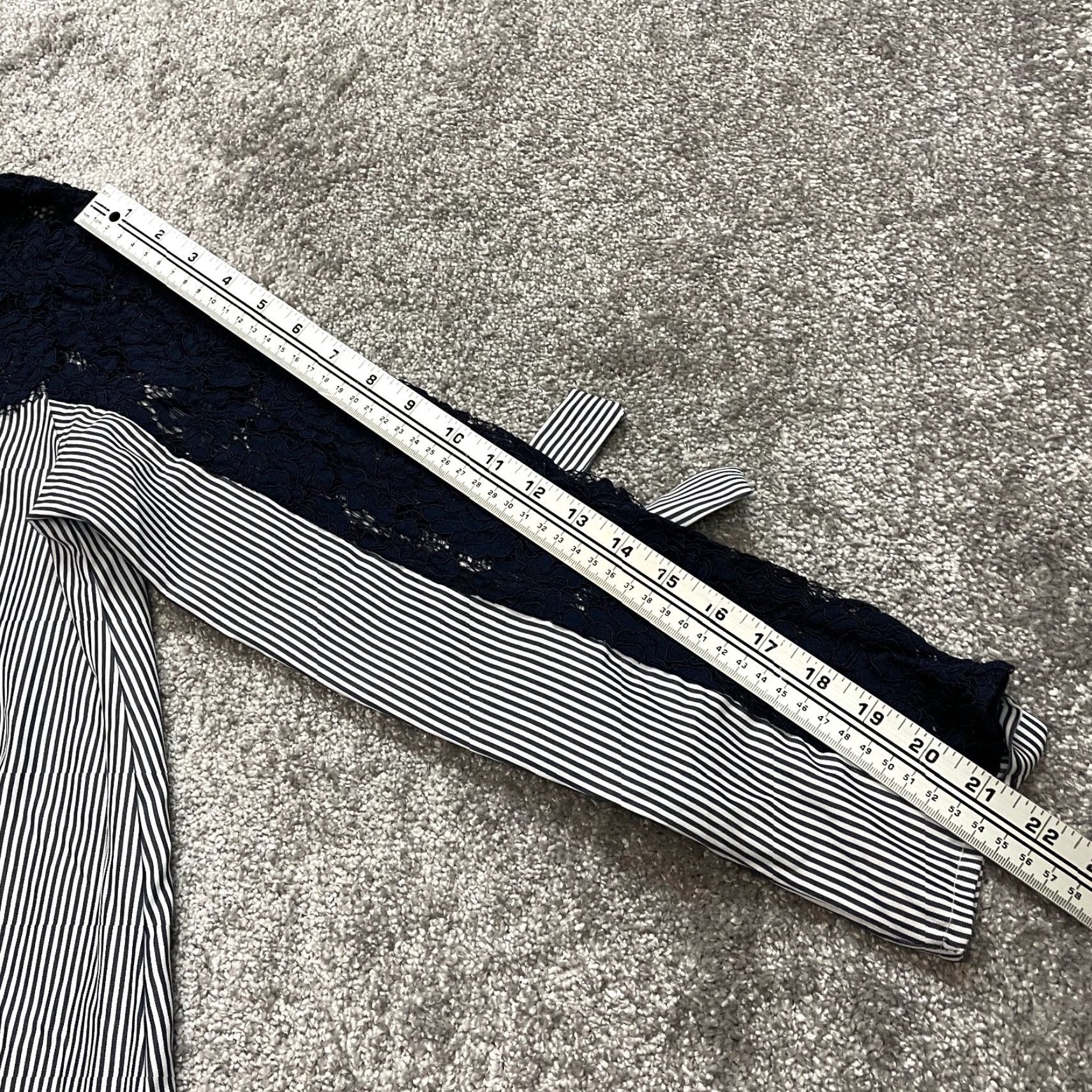 Vintage Unbranded Blouse Top Womens L White Blue Striped Lace Tie Cuffs Long Sleeve Shirt Ladies Blue Striped Lace Tie Cuffs Long Sleeve Size L / US 10 / IT 46 - 5 Thumbnail