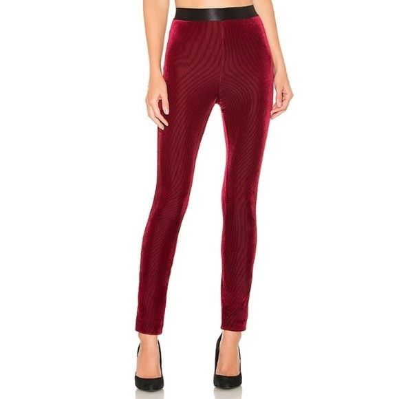 REVOLVE Lovers + Friends Burgundy Clair Velvet High-Waisted Legging Size 26" / US 2 / IT 38 - 1 Thumbnail