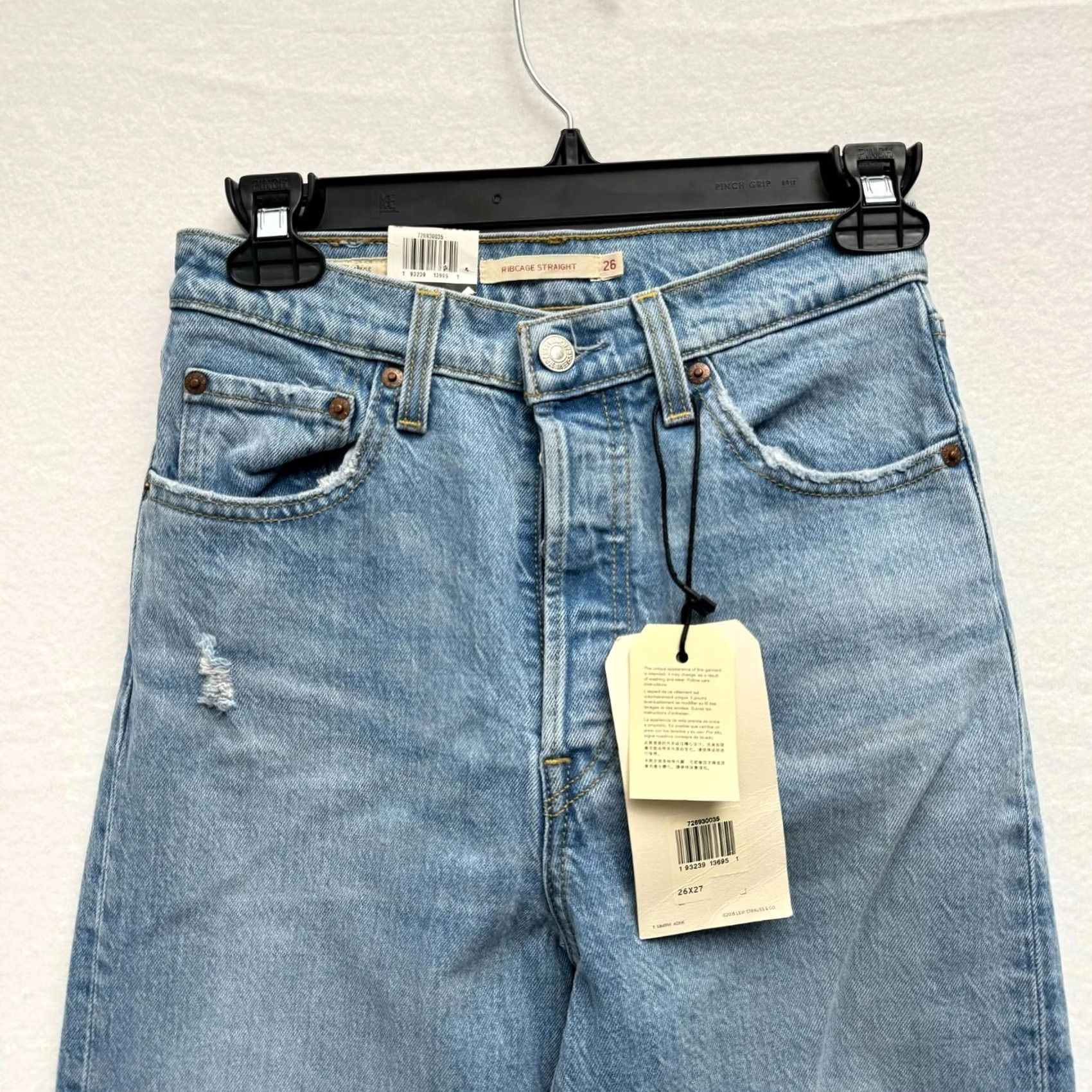 Levi's Levi's Jeans Women 26x27 Distressed Light Blue Ankle High Rise Ribcage Straight NWT Size 26" / US 2 / IT 38 - 4 Thumbnail