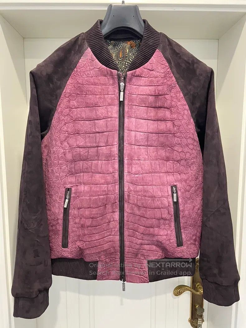 Brioni Red crocodile leather jacket