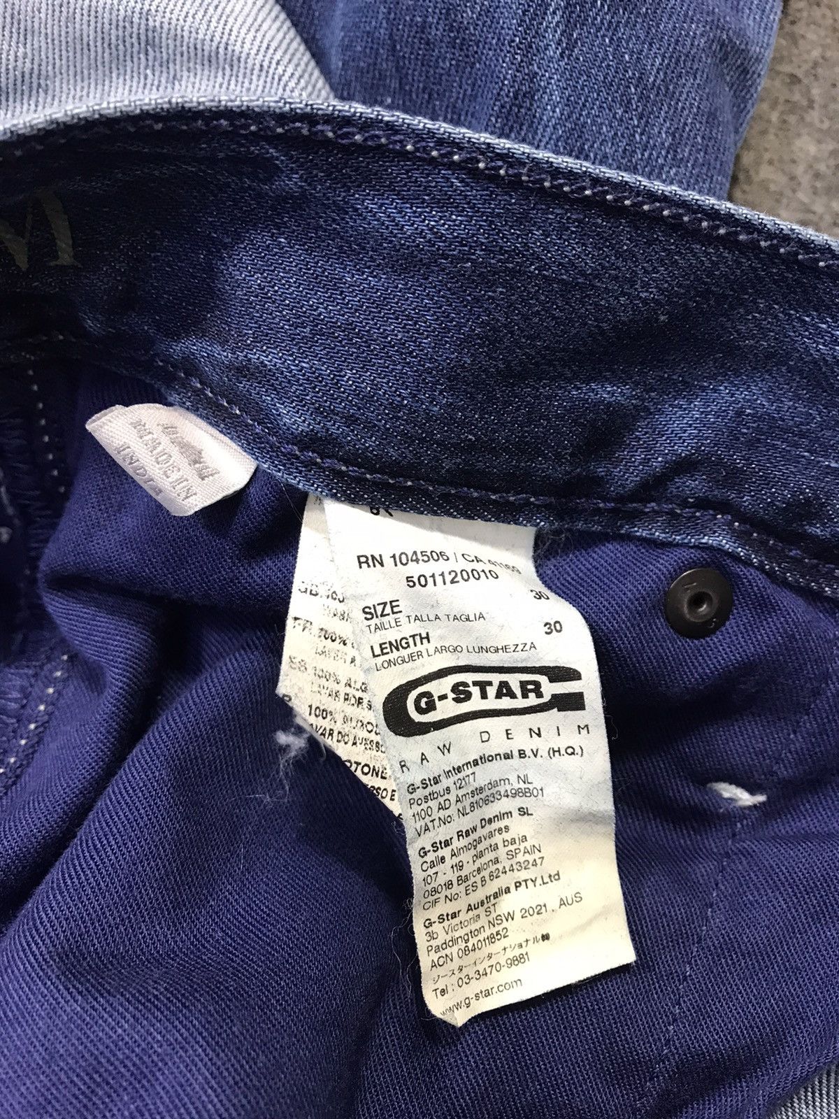 G-Star G Star Raw 3 Denim Biker Design Indigo Low Rise Straight Cut Size US 29 - 8 Thumbnail