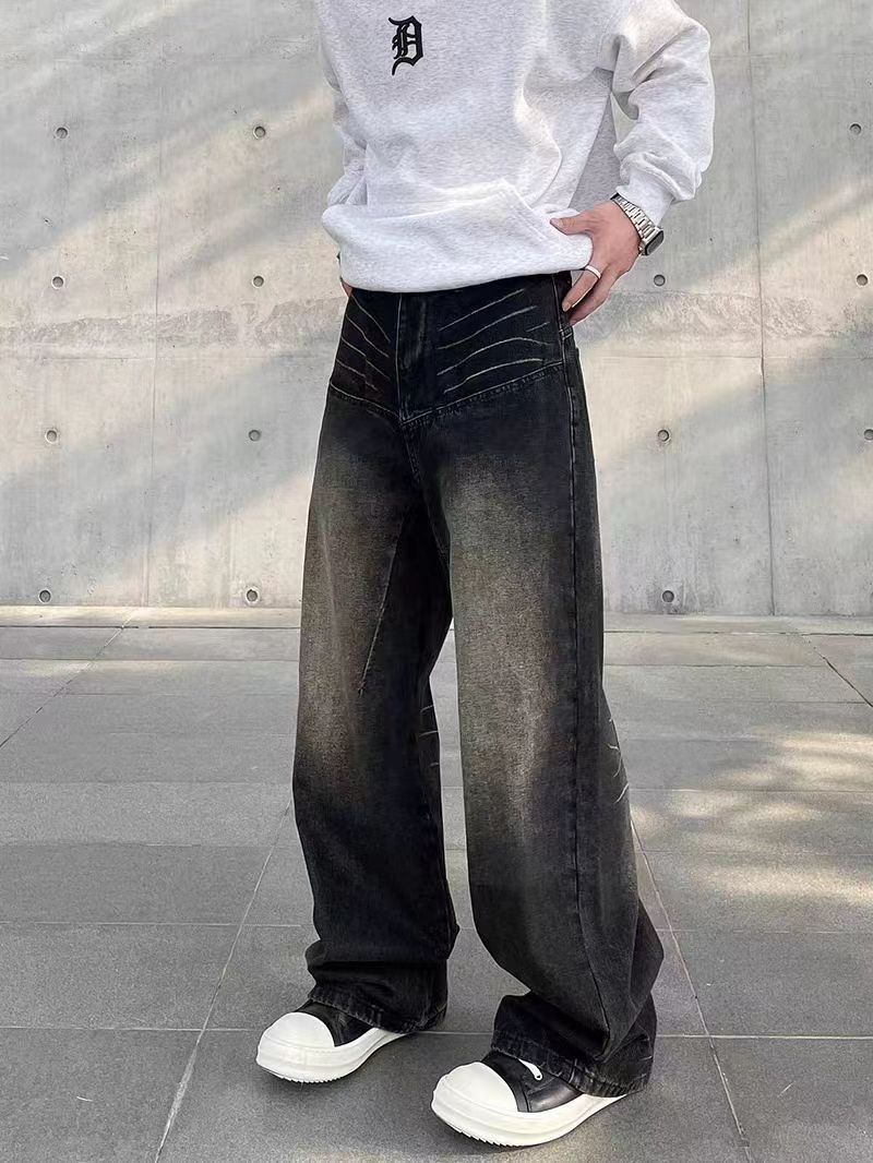 Japanese Brand × Jean Street hiphop retro grunge topstitch wide leg jeans Size US 34 / EU 50 - 1 Thumbnail