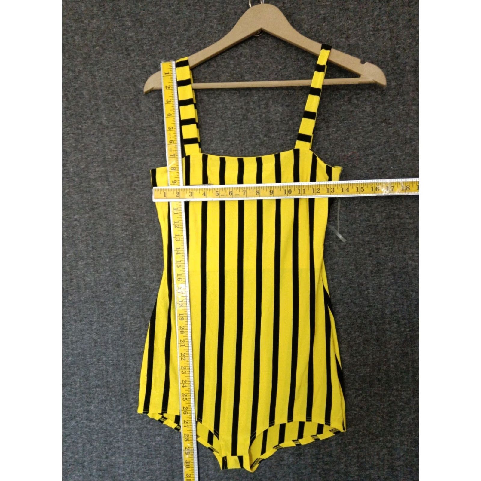 Vintage Codigo Women's One Piece Black Yellow Striped Swimsuit L Size ONE SIZE - 4 Thumbnail