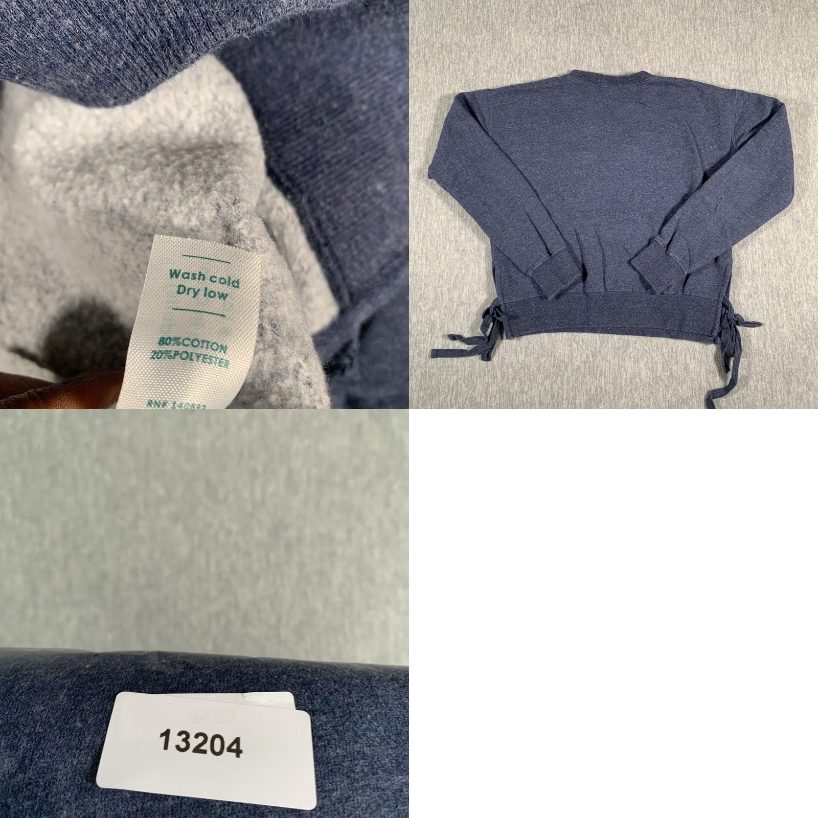 Marine Layer Marine Layer Sweatshirt Womens Small Blue Side Tie Fleece Crewneck Pullover Top Size S / US 4 / IT 40 - 8 Thumbnail