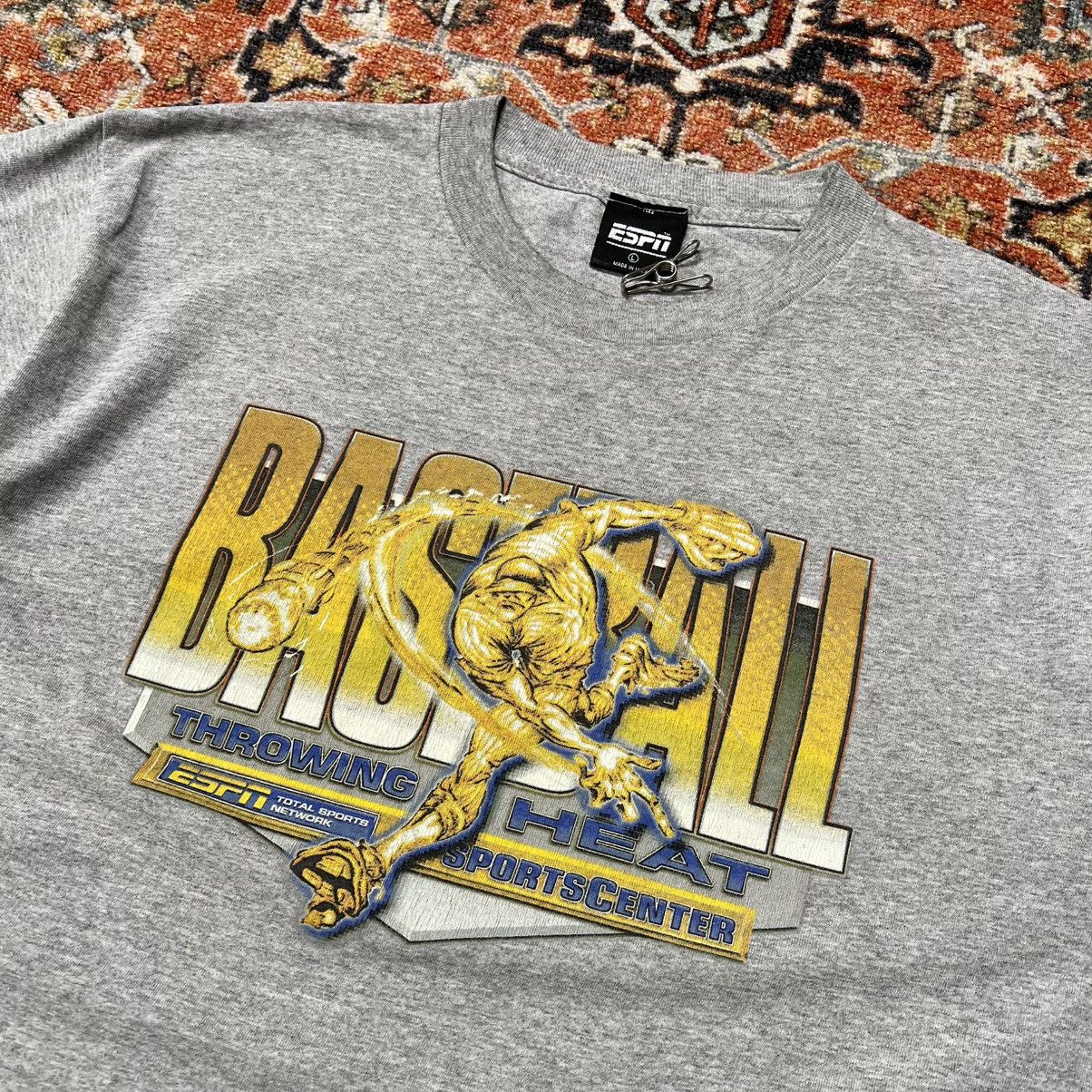 Vintage Vintage 1990s gray made in USA ESPN baseball MLB T-shirt Size US L / EU 52-54 / 3 - 2 Thumbnail