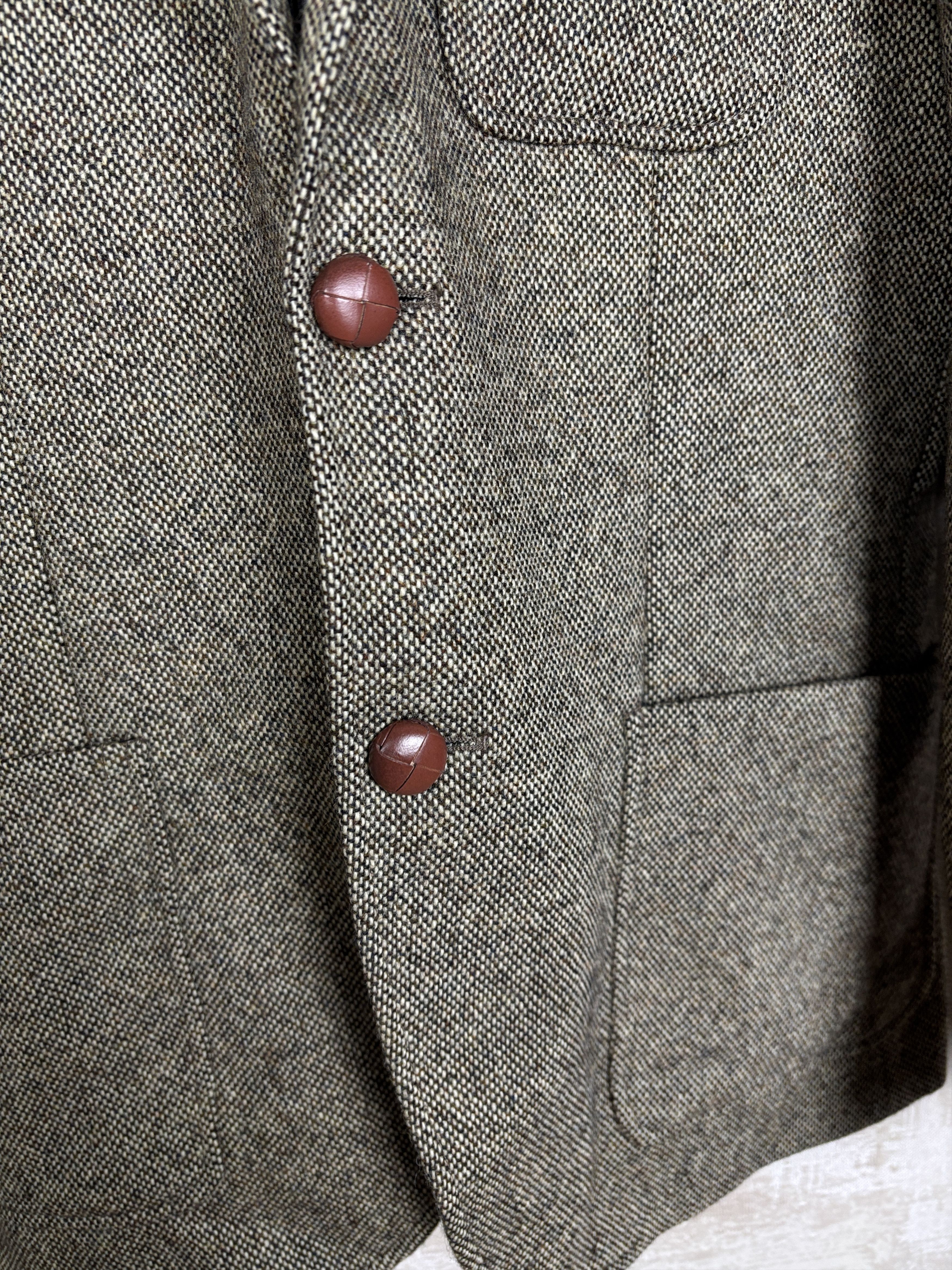 H&M H&M Moon Tweed Wool Blazer Brown Melange Elbow Pads Size 40R - 8 Thumbnail