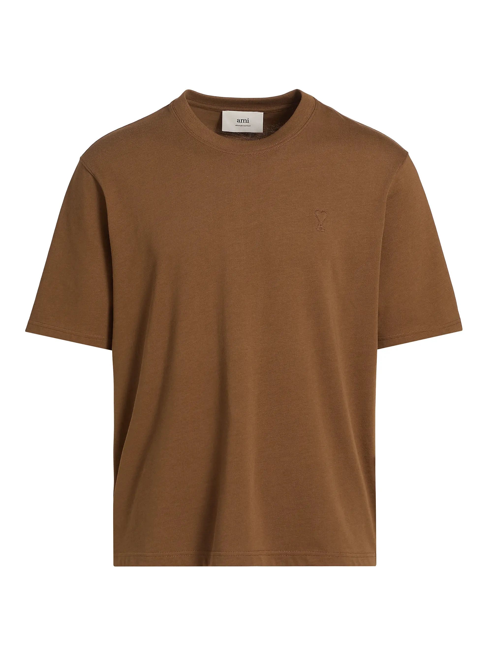 AMI os11x0226 Small Embossed Ami de Coeur T-Shirt in Brown Size US L / EU 52-54 / 3 - 1 Thumbnail
