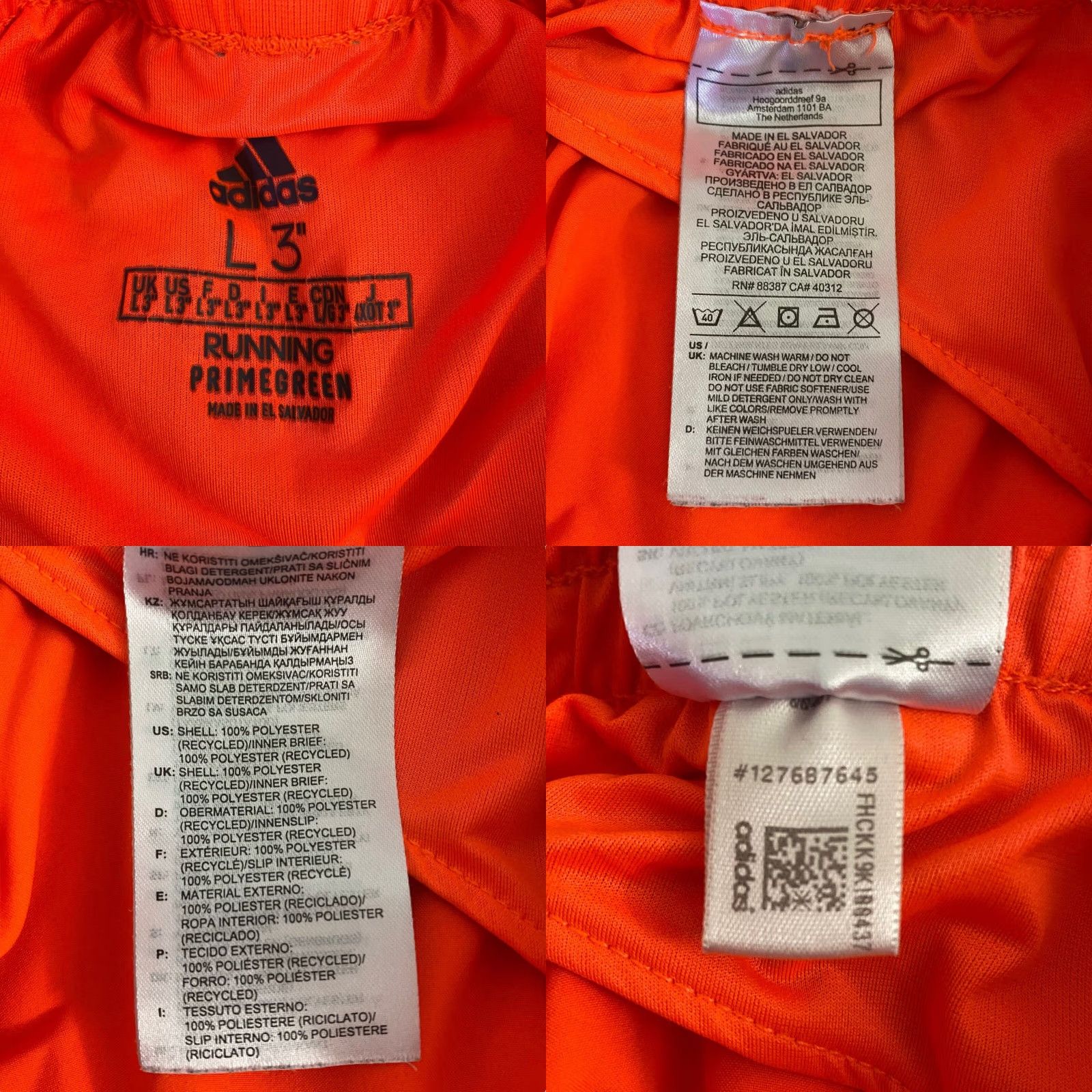 Adidas Adidas Performance Running Shorts Neon Orange Lined Drawstring Womens Large L Size 36" / US 14 / IT 50 - 8 Thumbnail