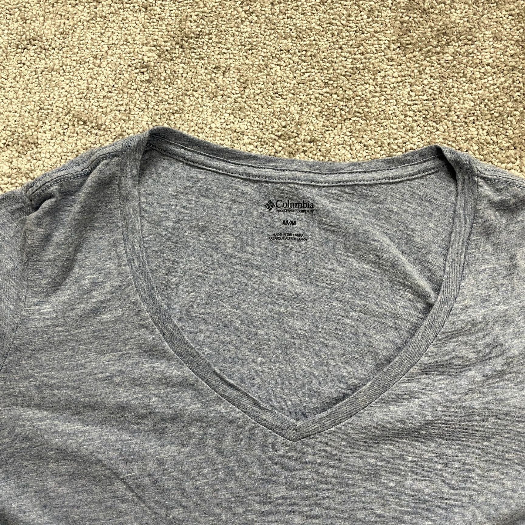 Logo 7 Columbia Top Womens Medium Gray V-Neck Long Sleeve Cotton Casual Logo Ladies Size M / US 6-8 / IT 42-44 - 3 Thumbnail