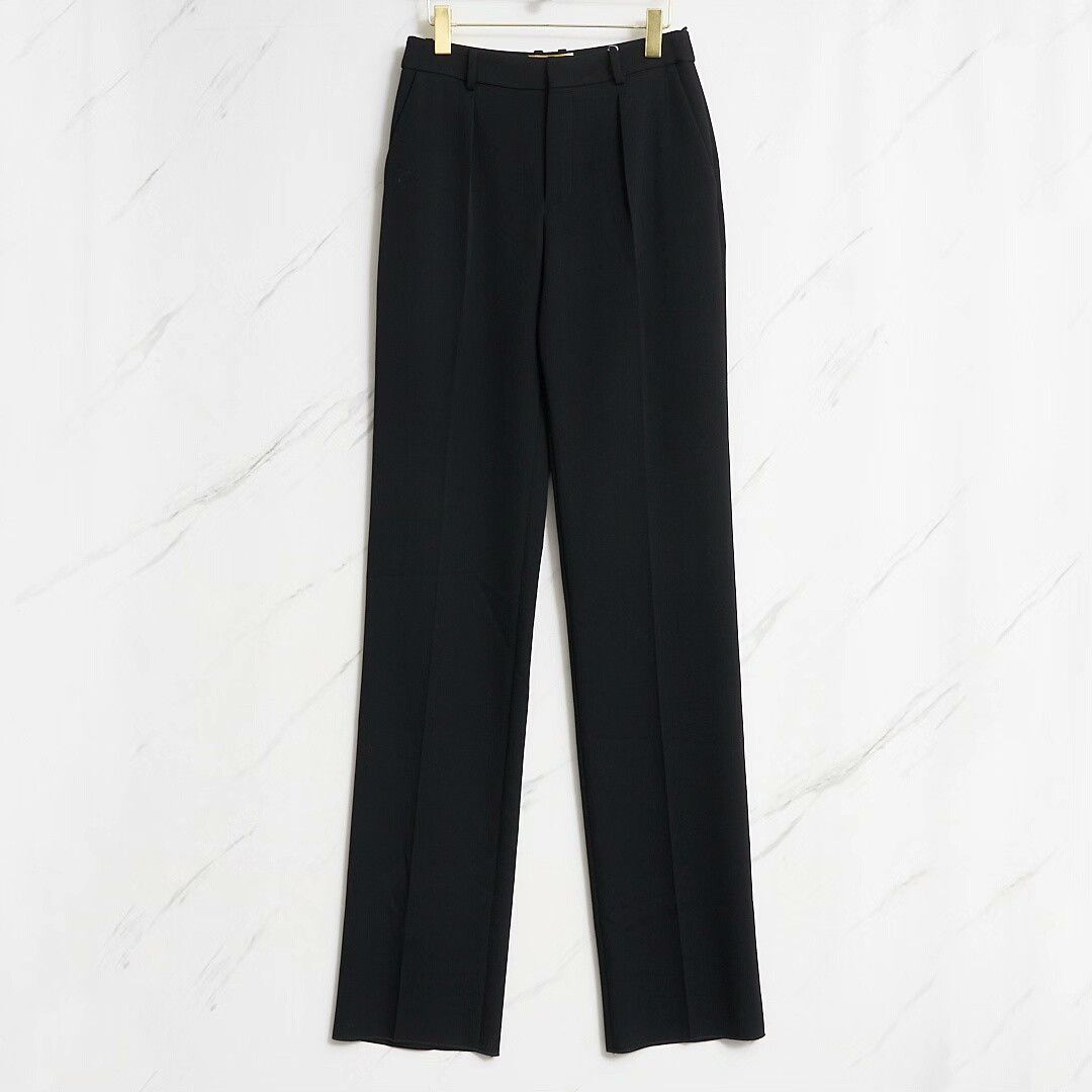Saint Laurent Paris Saint Laurent Women's Pleated Straight Trousers Size 38" / US 16 / IT 52 - 1 Thumbnail