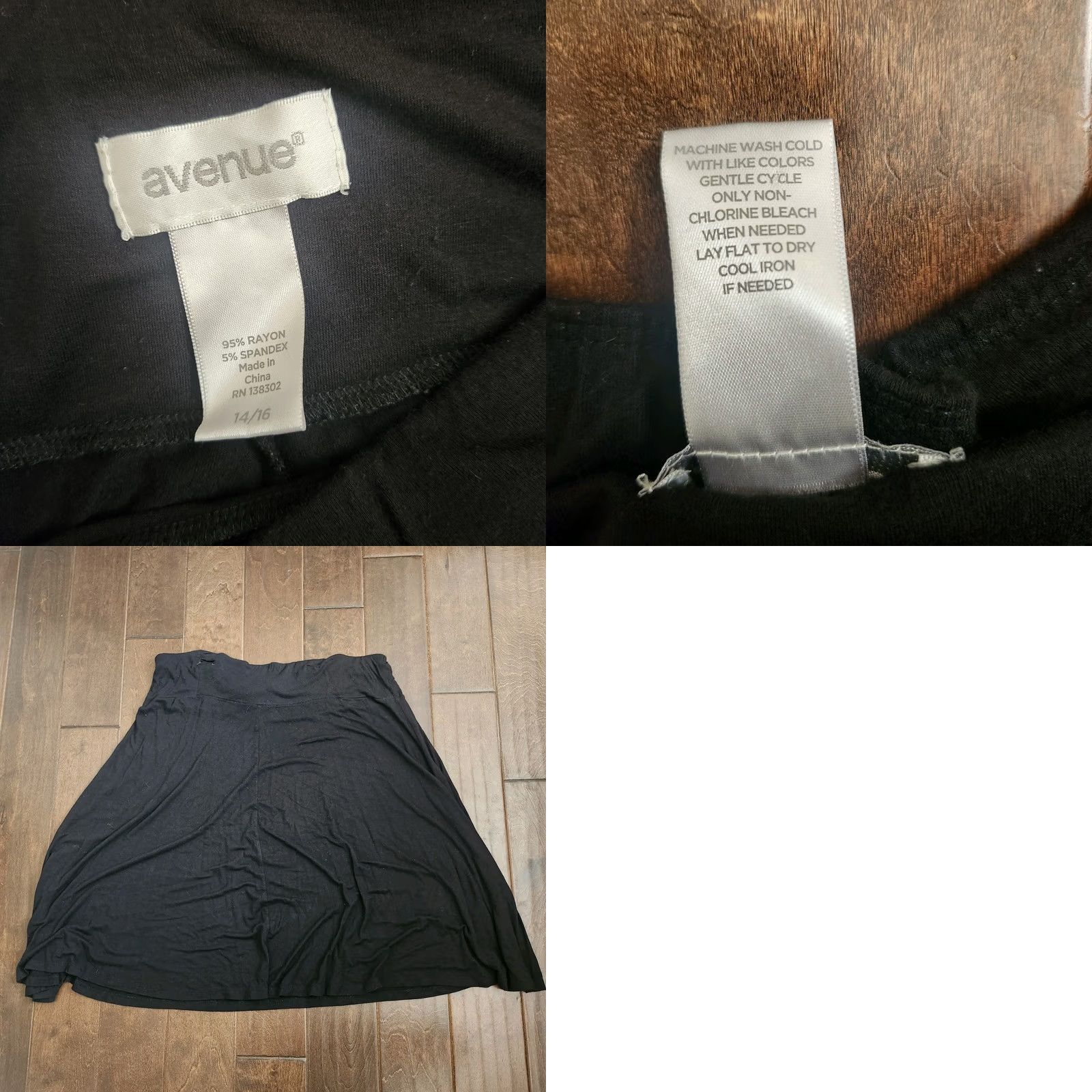 Avenue Avenue Black Pull On Skirt Womens 14/16 Stretch Rayon Spandex Casual Size 36" / US 14 / IT 50 - 9 Thumbnail