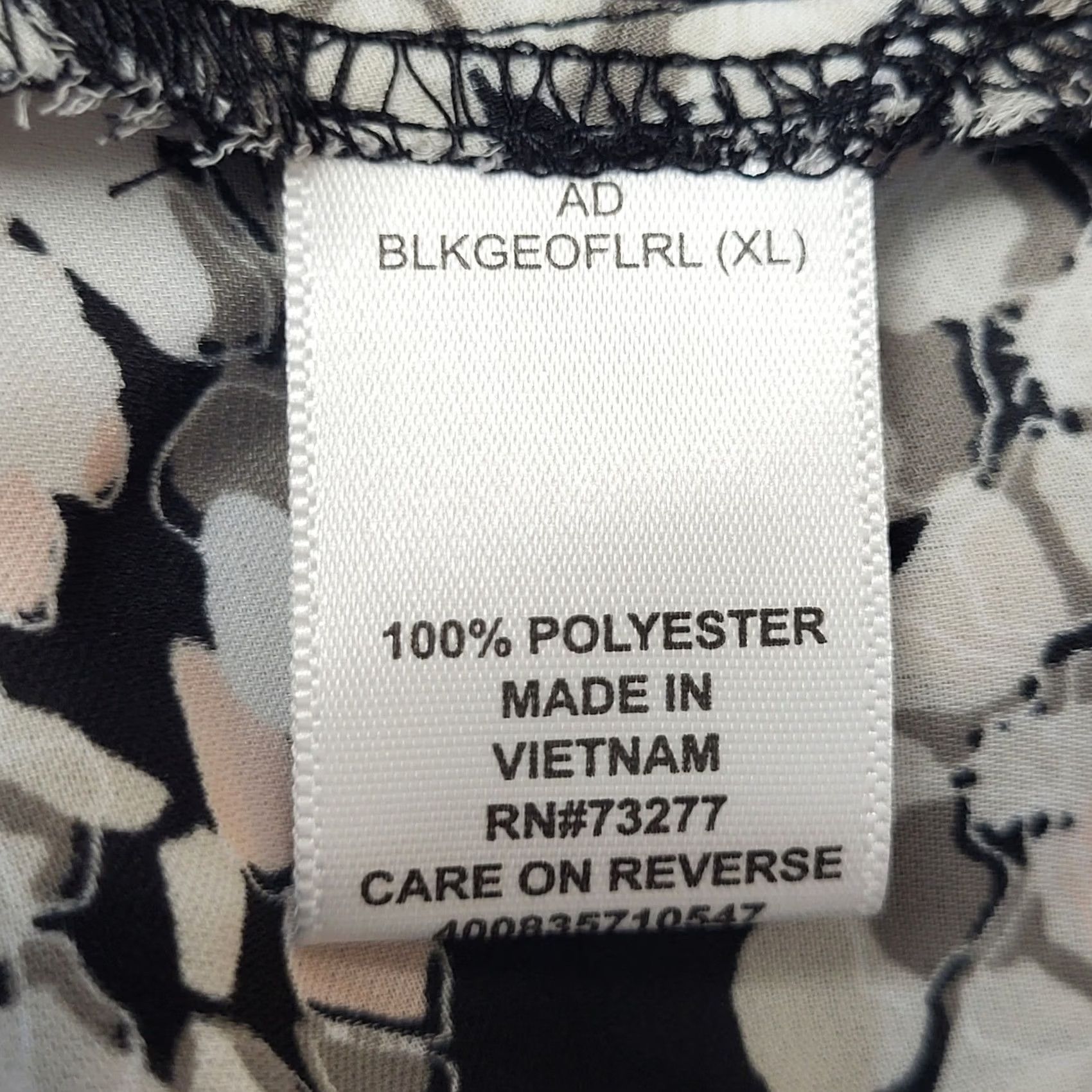 Vintage ELLE Shirt Women XL Black White Floral Geometric Print Long Sleeve Button Down Size XL / US 12-14 / IT 48-50 - 7 Thumbnail