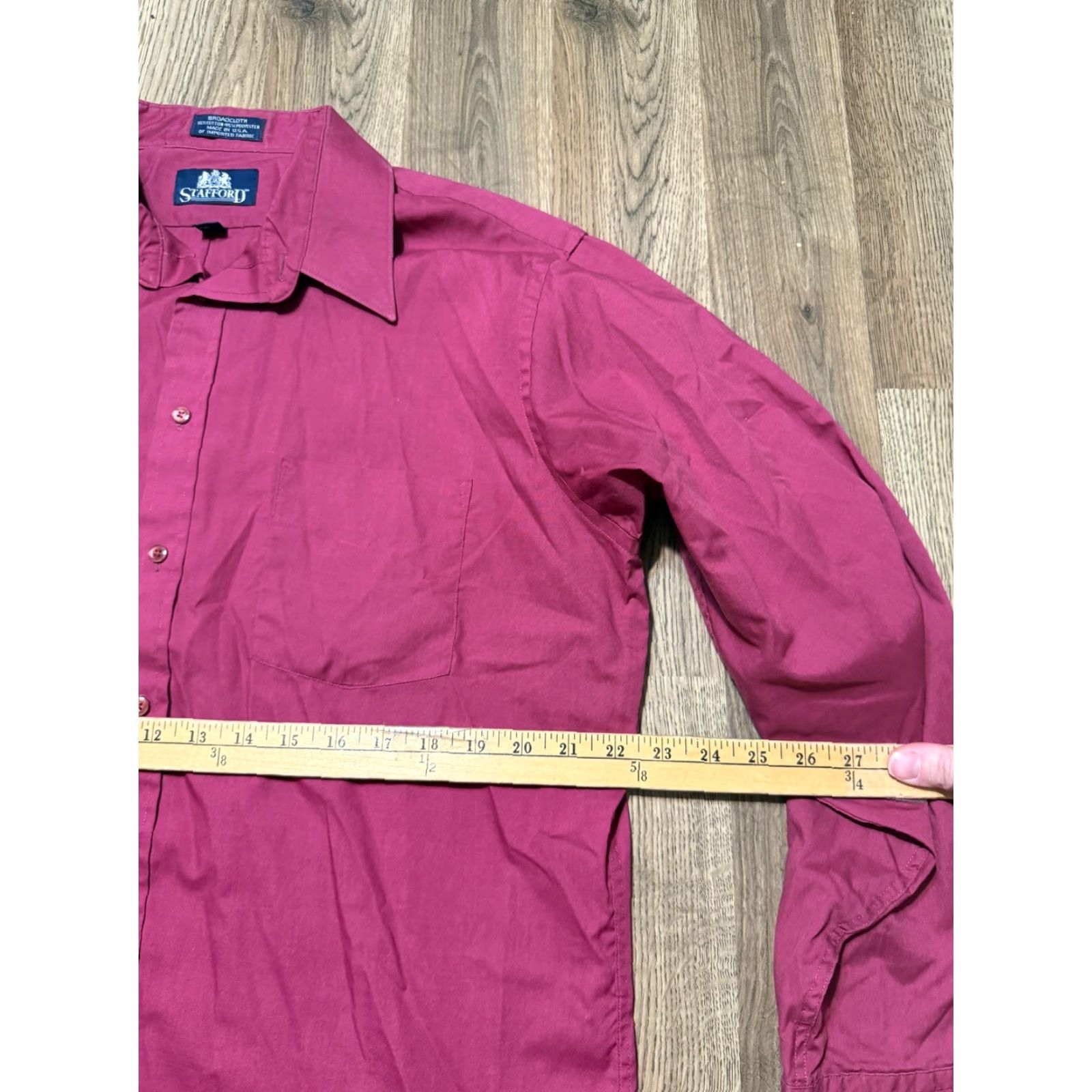 Stafford Stafford Shirt Men's Red Long Sleeve Button-Up Shirt Broadcloth Size US L / EU 52-54 / 3 - 7 Thumbnail