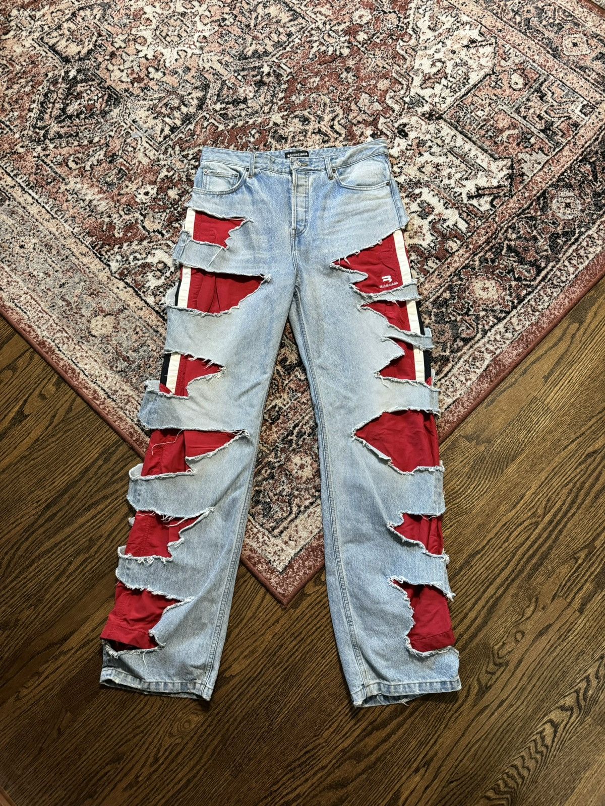 Pre-Owned) 2016 Balenciaga Red Stripe Denim M/S 34 - Bring