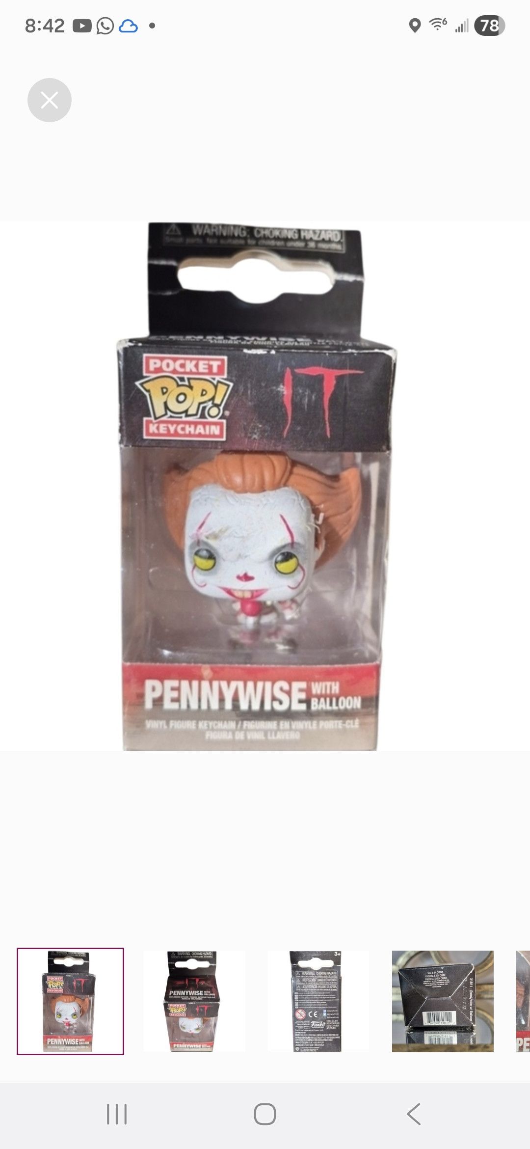Other Funko × IT Pennywise with Balloon Pocket POP Keychain Size ONE SIZE - 2 Thumbnail