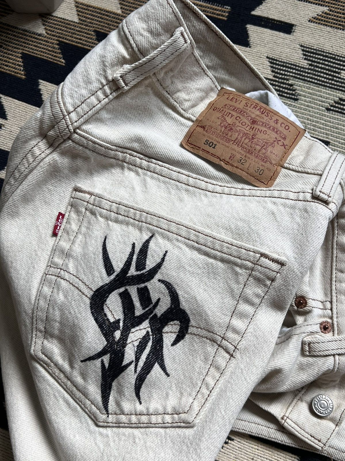 Levi's Vintage U.S.A Levi’s Custom Handmade Tribal Jeans Size US 32 / EU 48 - 10 Thumbnail