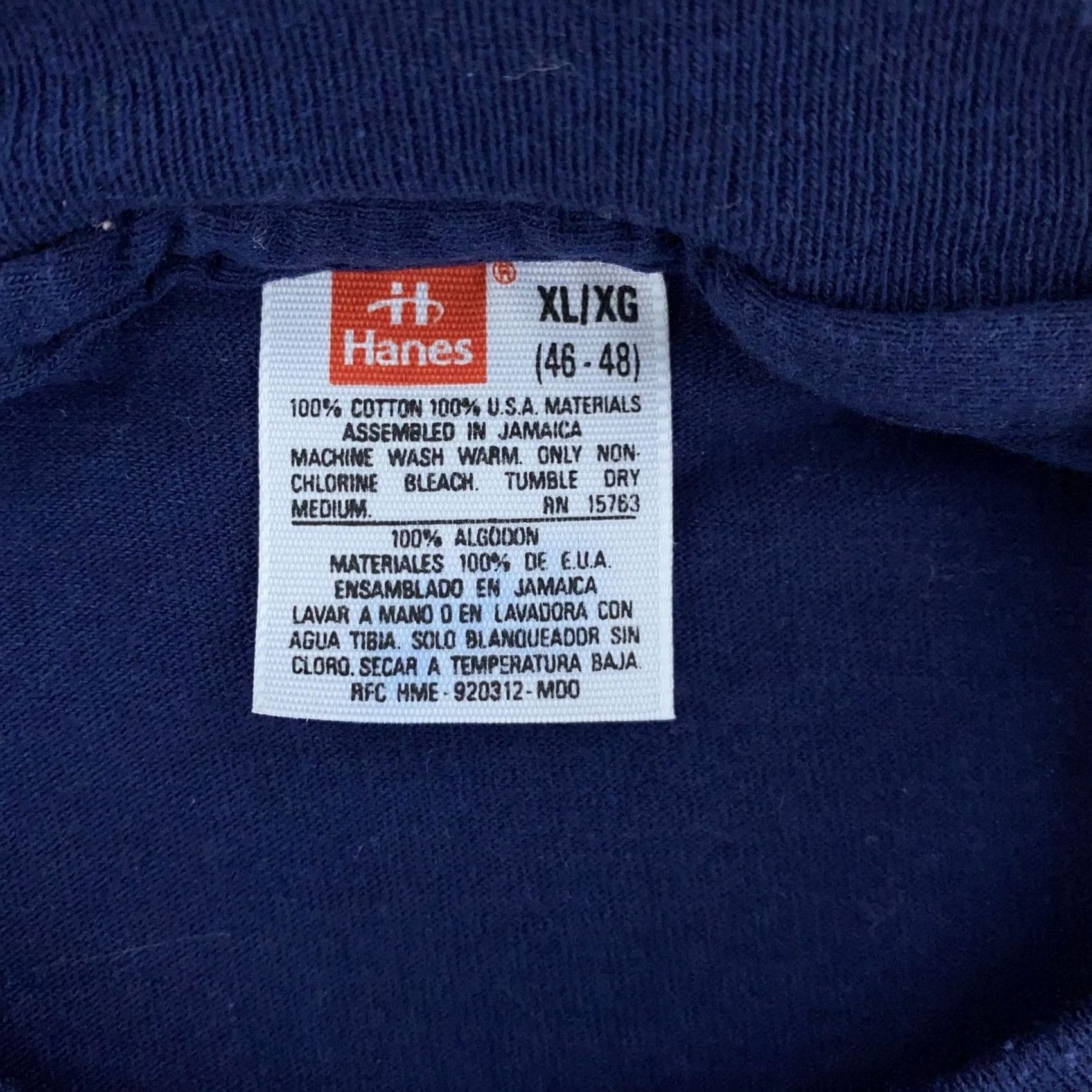 Hanes VINTAGE Hanes Pocket Shirt Mens L blue 100% Cotton Crew Neck Short Sleeve T-Shirt Navy Blank Casual Size US L / EU 52-54 / 3 - 8 Thumbnail