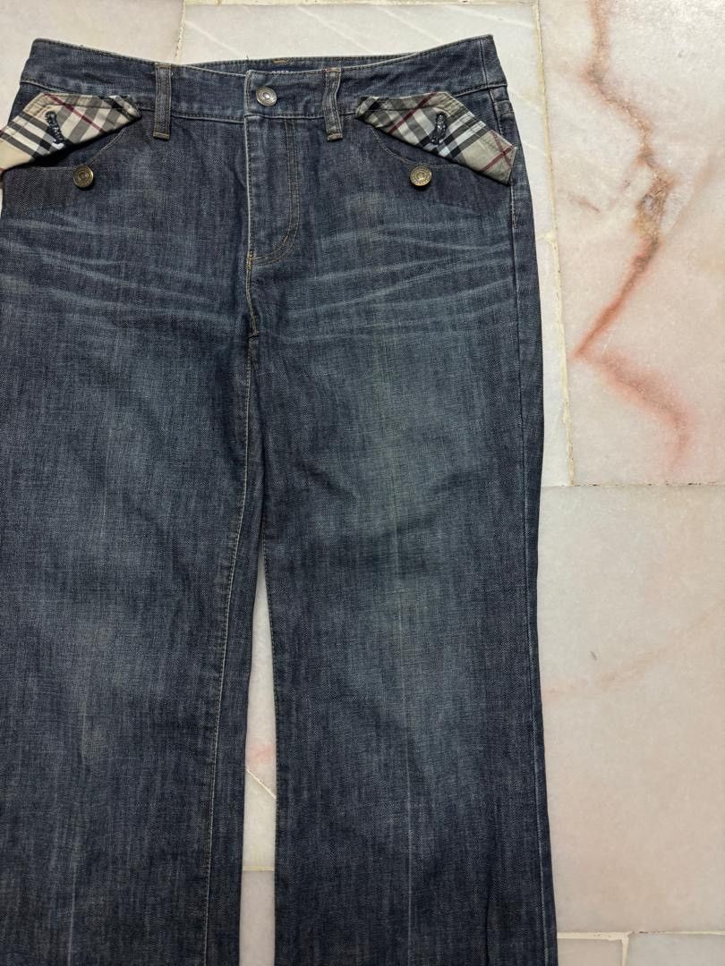 Burberry 💥FLARE💥BURBERY LONDON STONE WASHED DARK JEANS BAGGY FLARE Size US 27 - 4 Thumbnail