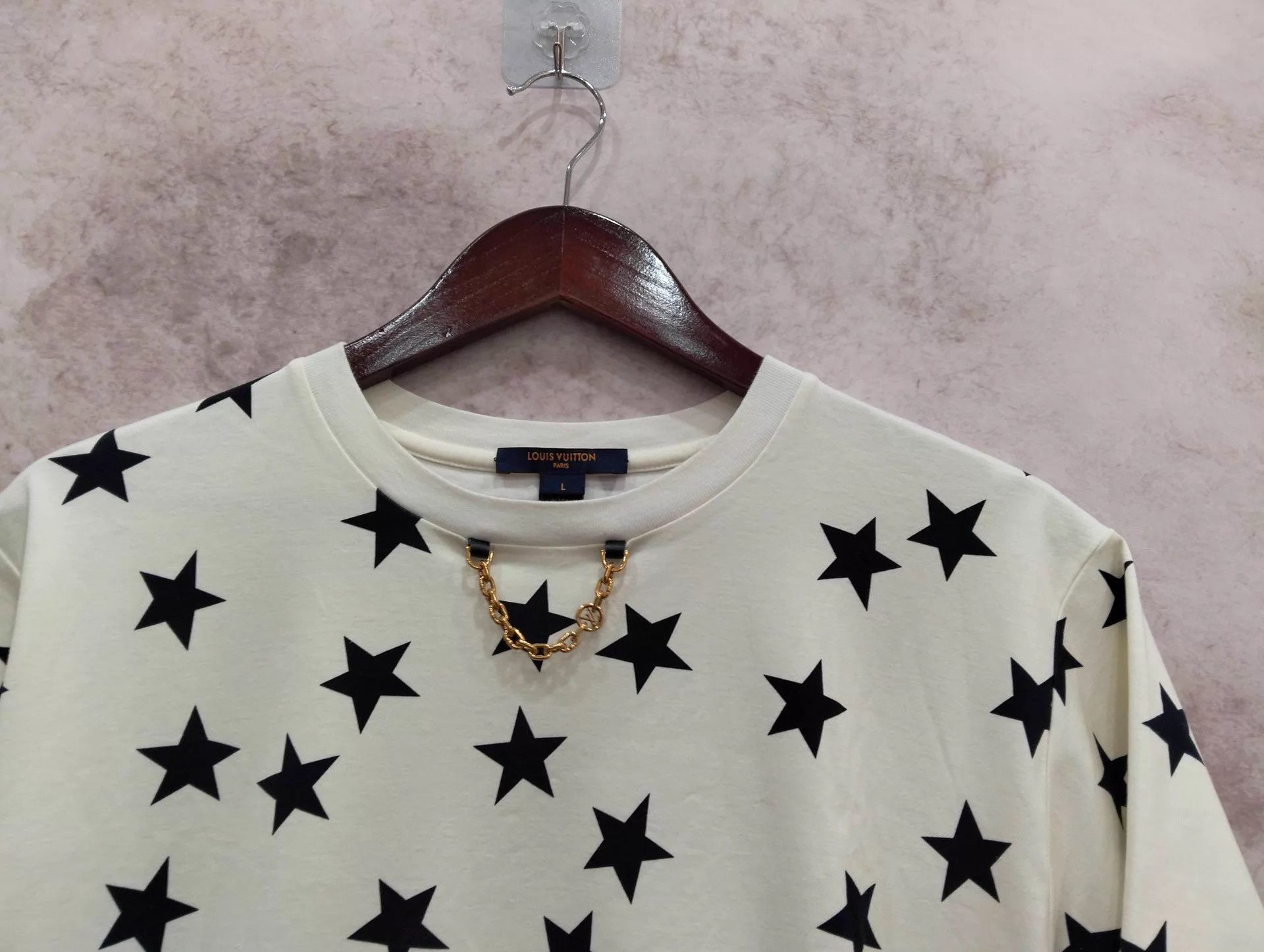 Louis Vuitton LV white color block star chain print short-sleeve T-shirt L Size L / US 10 / IT 46 - 3 Thumbnail