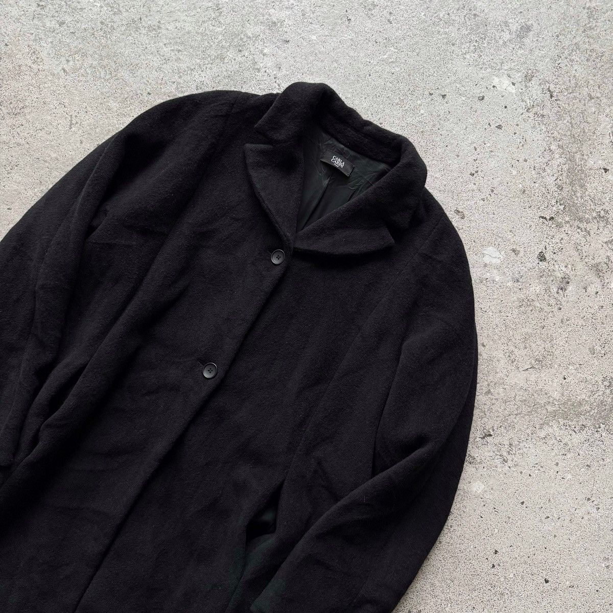 Other Carla Carini Italy Women Black Long Wool Coat Jacket Classic Size L / US 10 / IT 46 - 5 Thumbnail