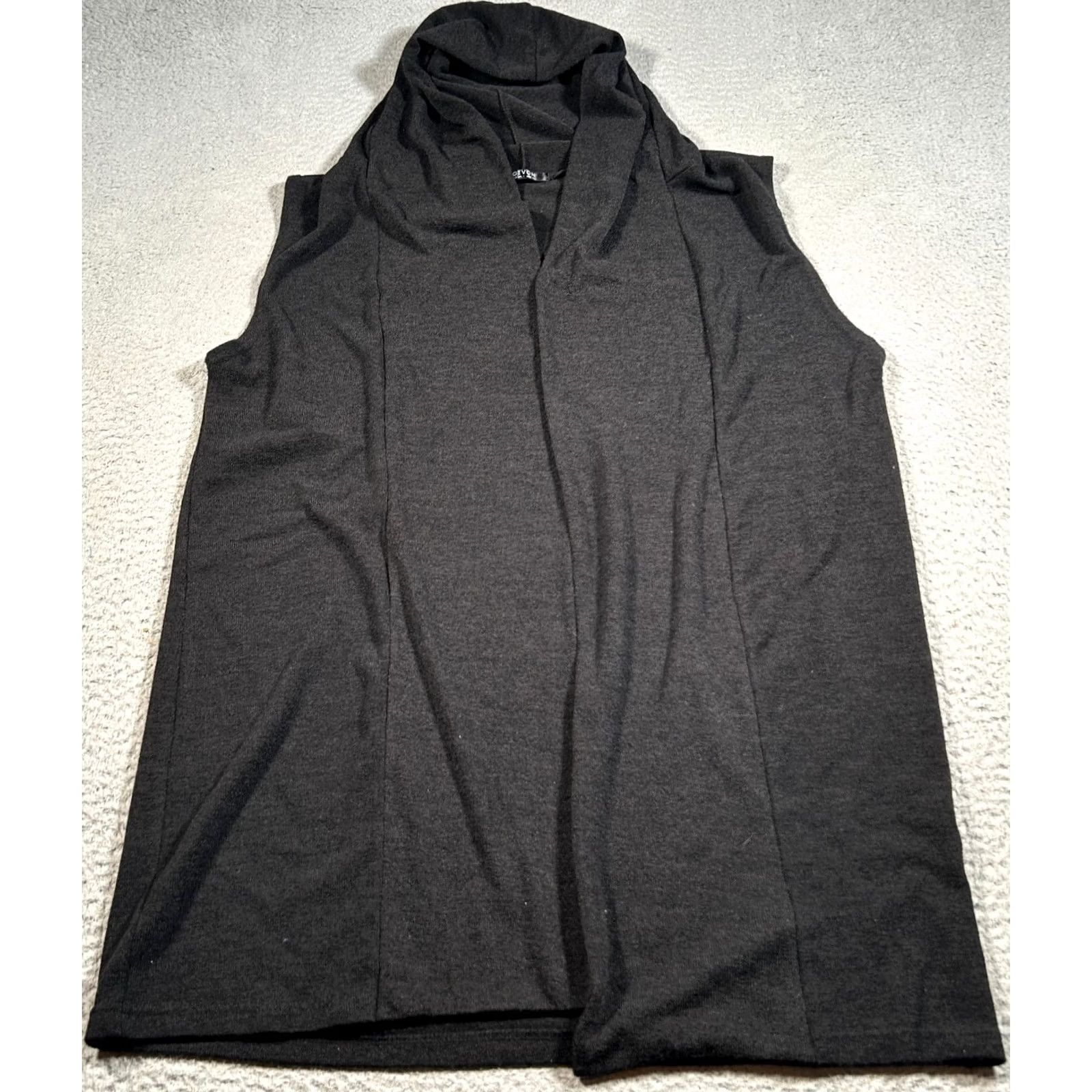 Vintage Givon Cardigan Sweater Women 2XL Black Hooded Tight Knit Open Front Modern Casual Size XXL / US 16-18 / IT 52-54 - 2 Thumbnail