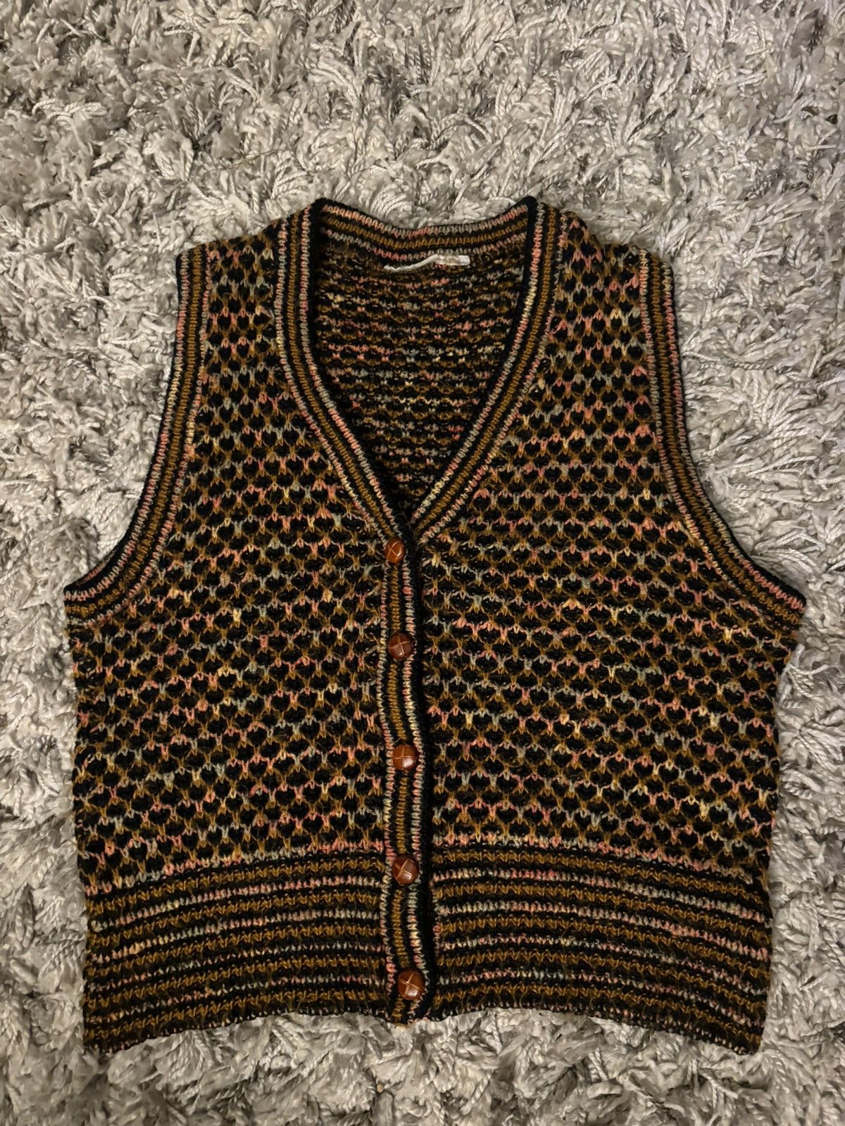 Vintage Knitted button up Vest Size S / US 4 / IT 40 - 1 Thumbnail
