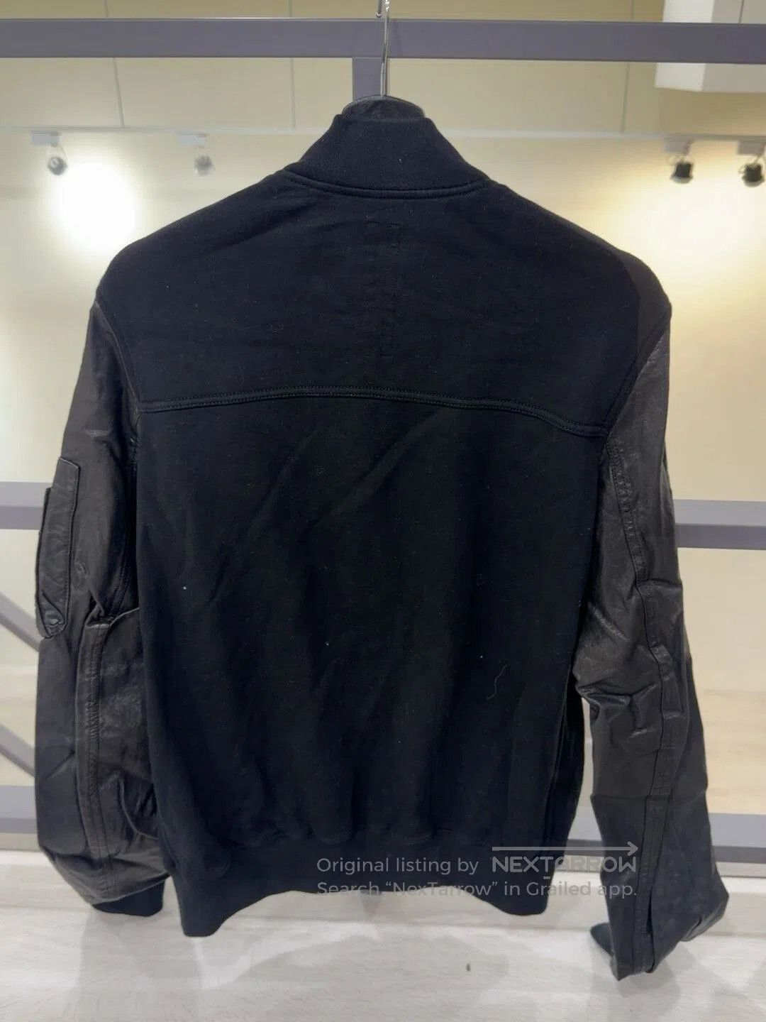 Japanese Brand Men's Black Leather Sleeve Jacket. Size US S / EU 44-46 / 1 - 2 Thumbnail