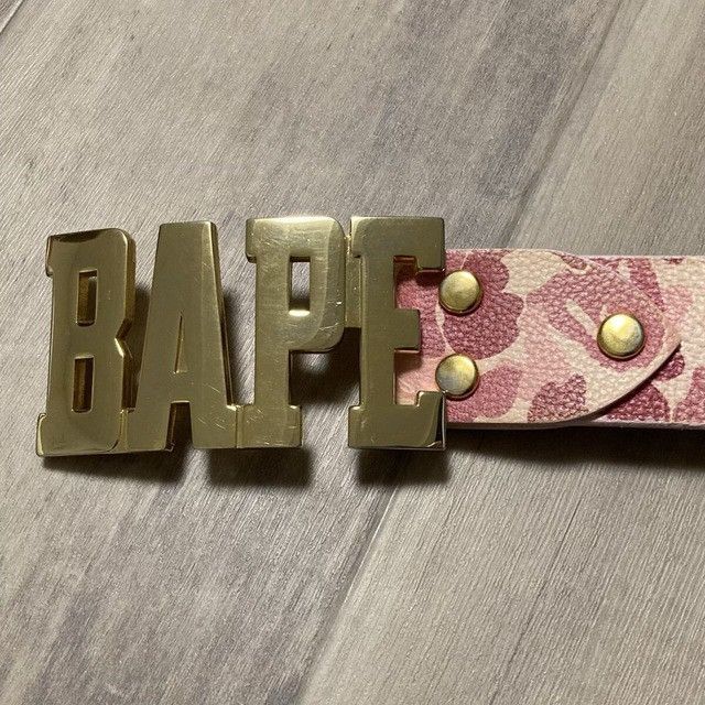 Bape BAPE Gold Buckle Leather Belt ABC CAMO PINK a bathing ape Size ONE SIZE - 3 Thumbnail