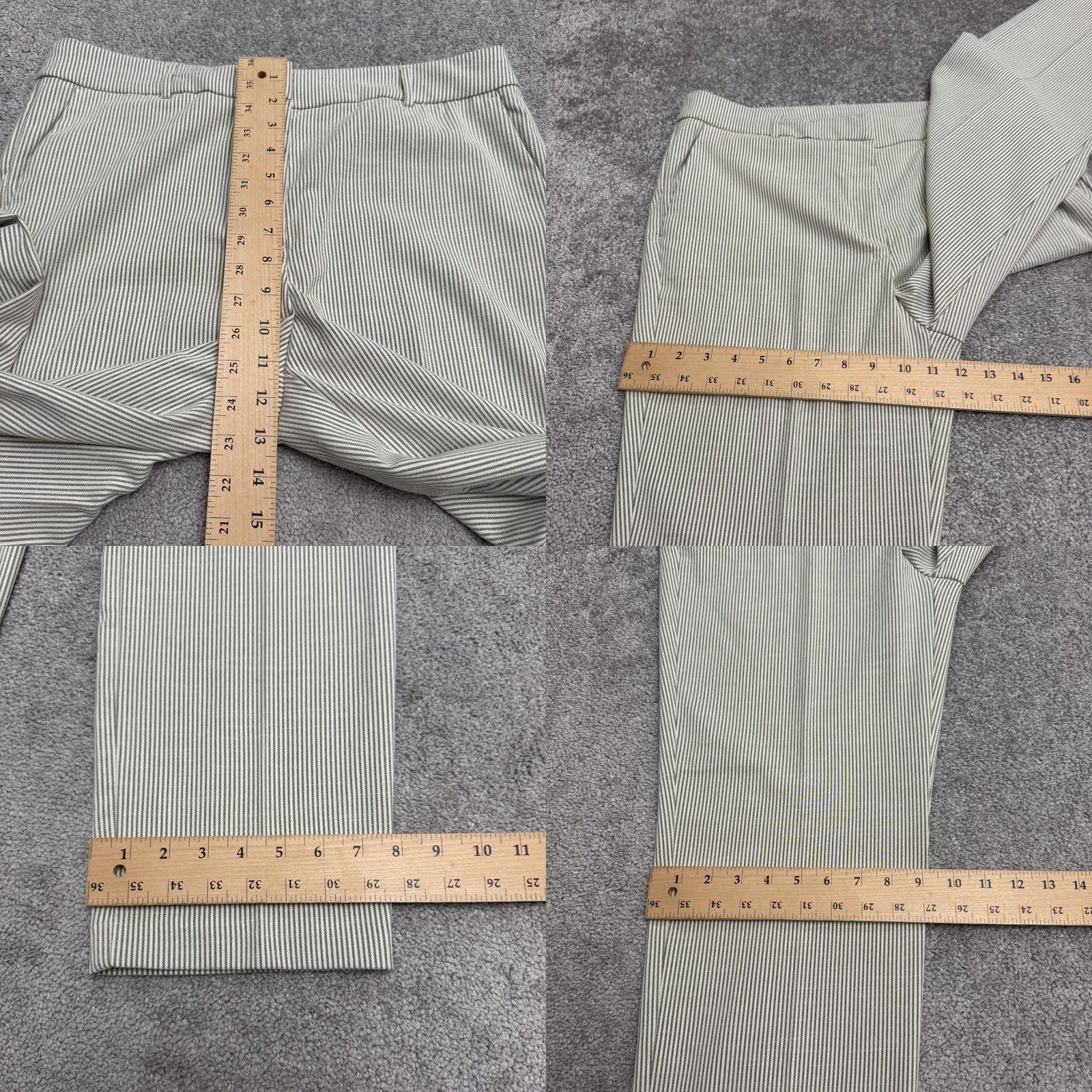 Joie Joie Pinstriped Slim Straight Trouser Pants Women 12 White Gray High Rise Career Size 34" / US 12 / IT 48 - 9 Thumbnail