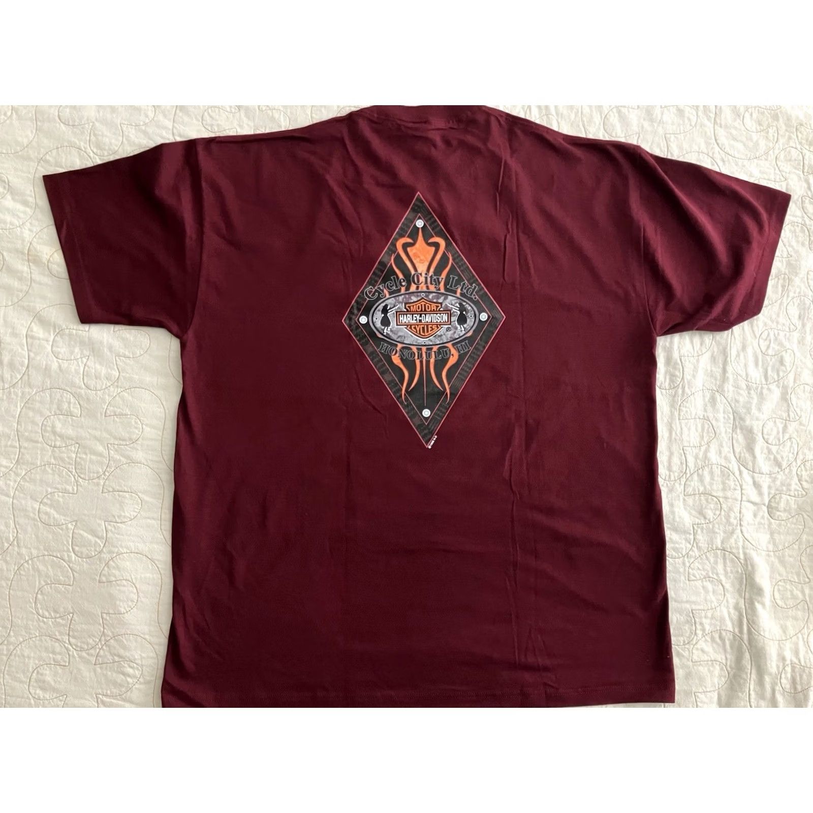 Harley Davidson VINTAGE Harley-Davidson T-Shirt Logo Graphic 90s Mens Red XL Crew Neck Short Sleeve Hawaiian City Cycle Honolulu USA Hawaii Aloha American Palm Size US XL / EU 56 / 4 - 3 Thumbnail