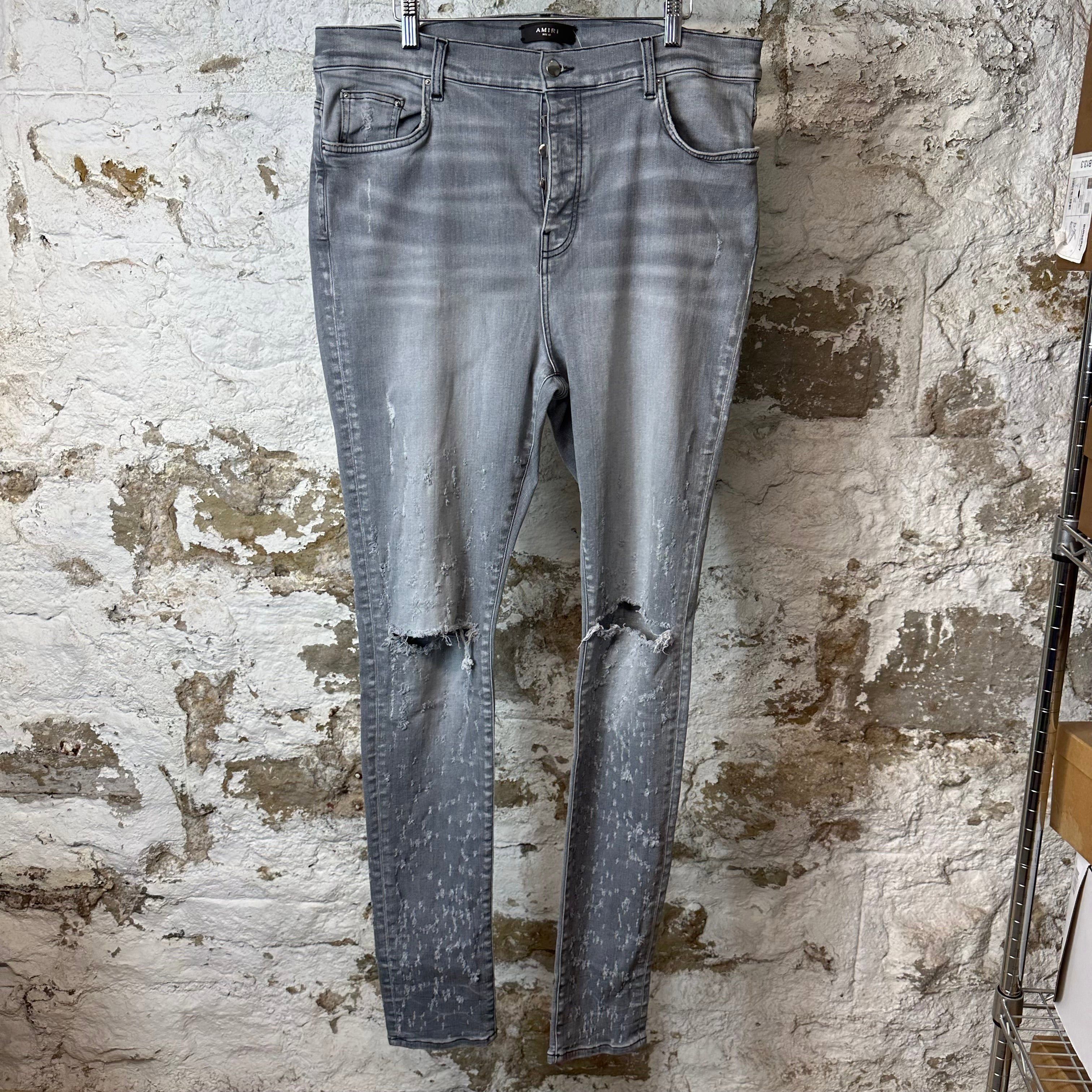Amiri Amiri Knee Rip Grey Shotgun Denim Jeans Sz 40 Size US 40 / EU 56 - 1 Thumbnail
