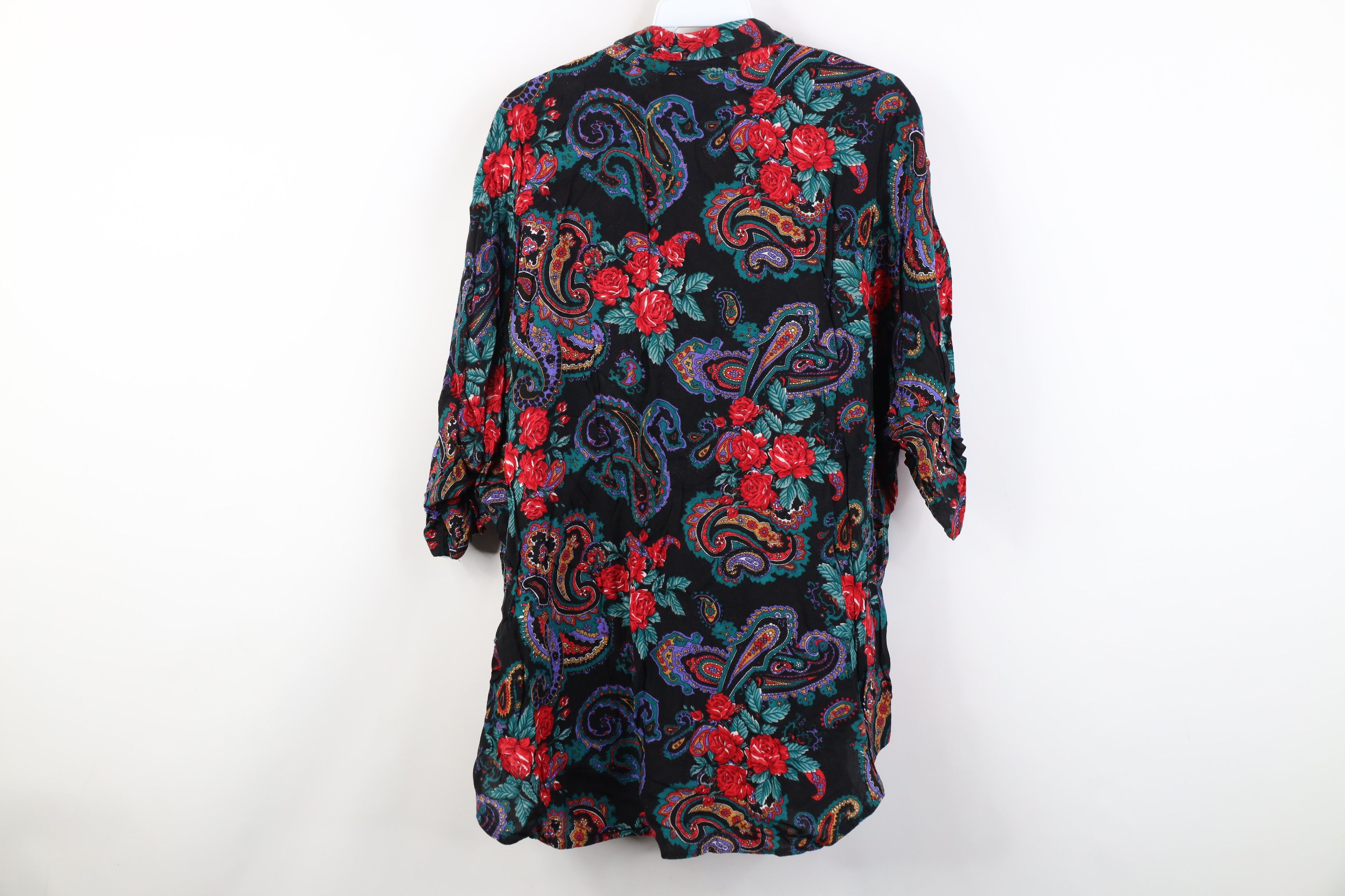 Vintage Vintage 90s Streetwear Gabardine Flower Paisley Button Shirt Size XXL / US 16-18 / IT 52-54 - 8 Thumbnail